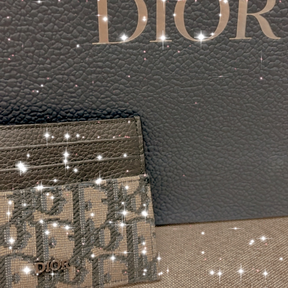 Dior Card Holder Beige & Black Dior Oblique Jacquard 착용 스타일 - 2