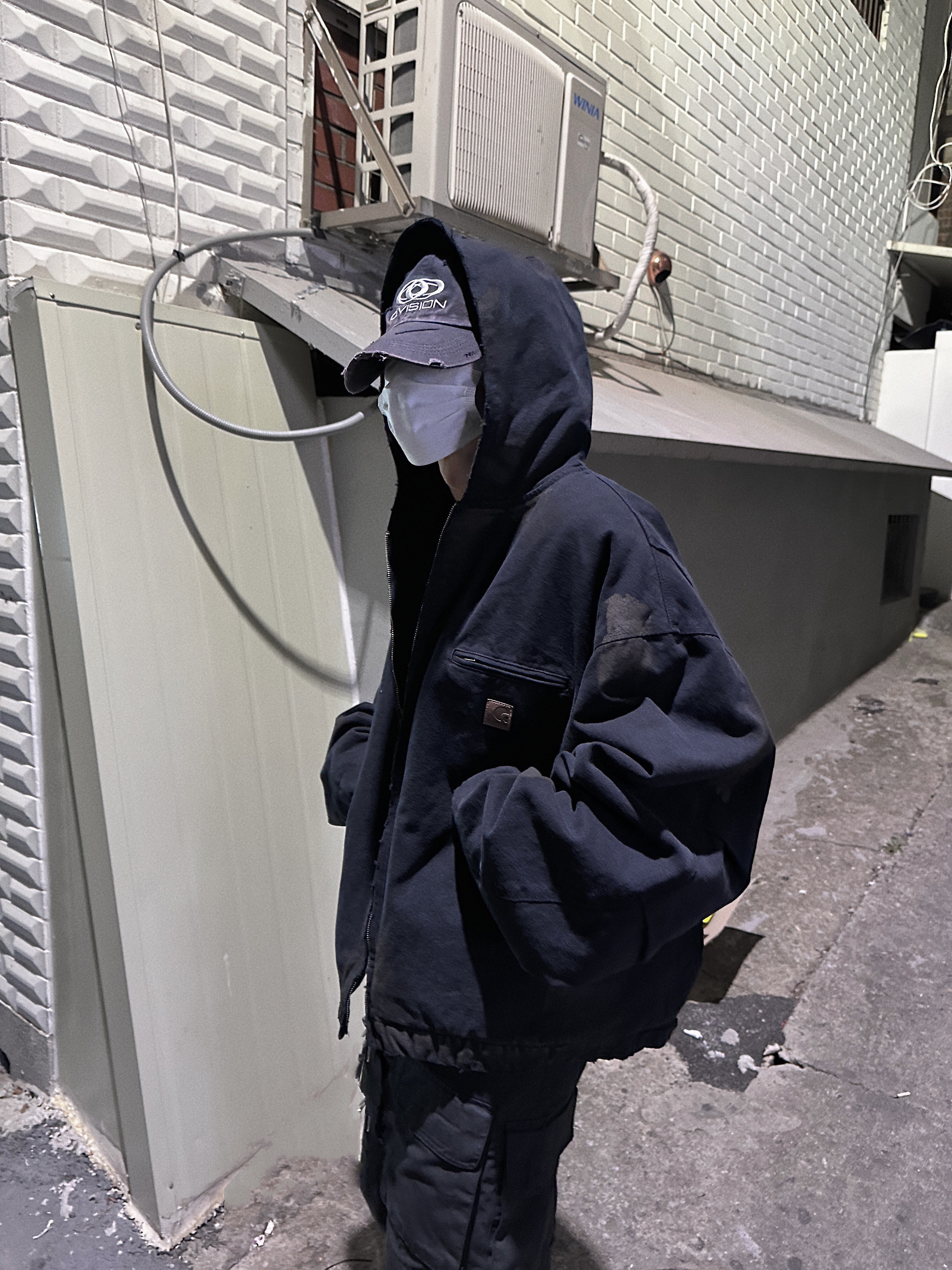 Project G/R Distressed Mud Work Jacket Black, Project G/R Convertible Tactical Pants Black 착용 스타일 - 5