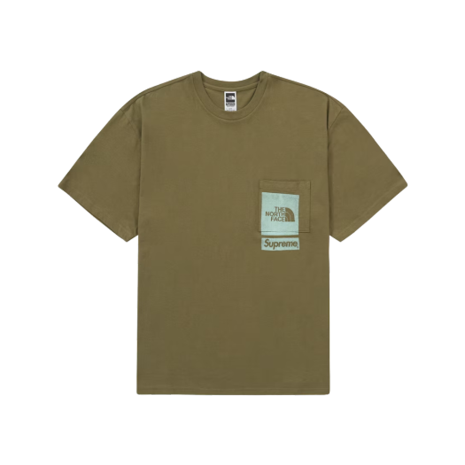 슈프림 x 노스페이스 프린티드 포켓 티셔츠 올리브 - 23SS
