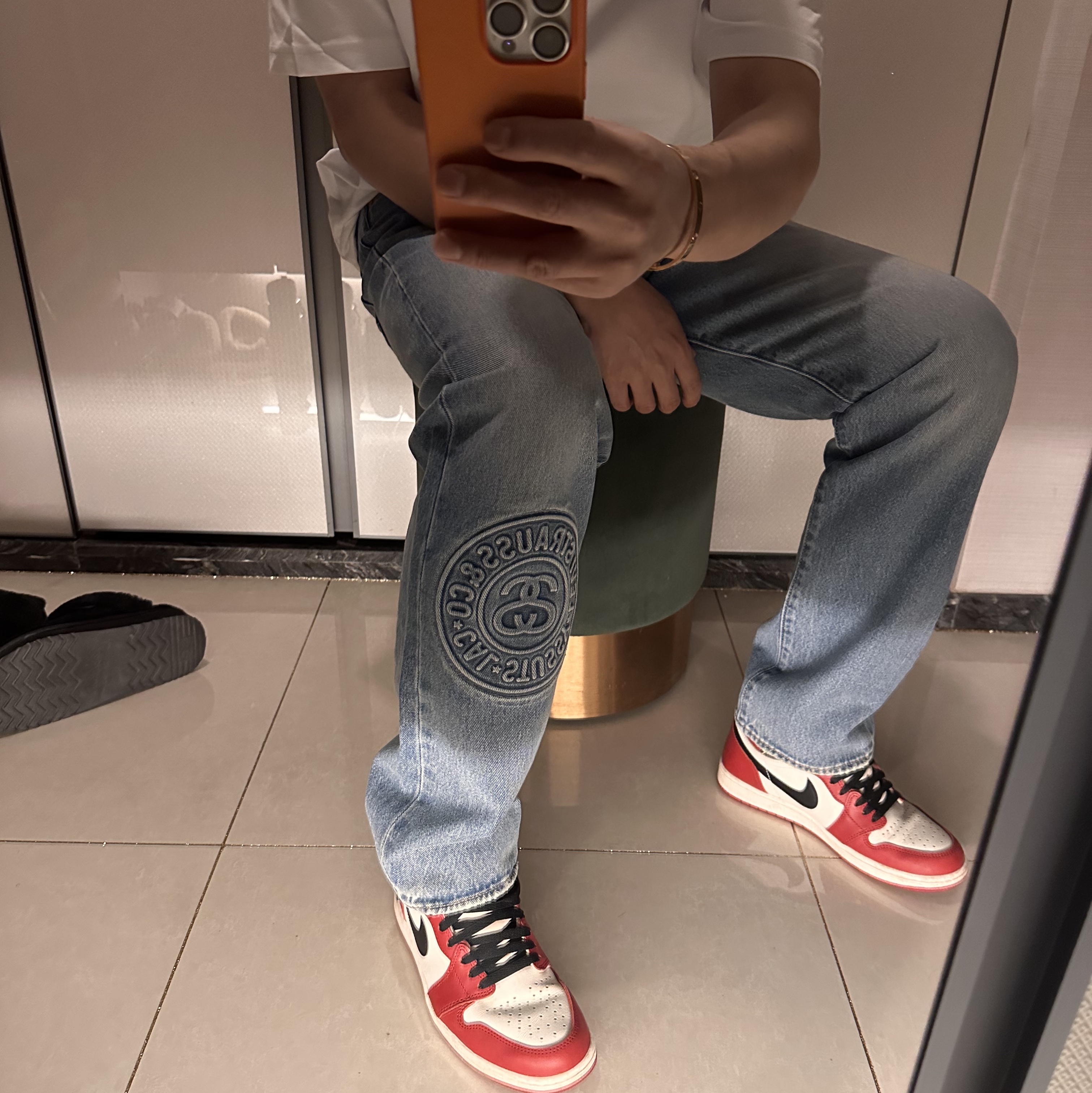 Stussy x Levi's Embossed 501 Jean Indigo 착용 스타일 - 4