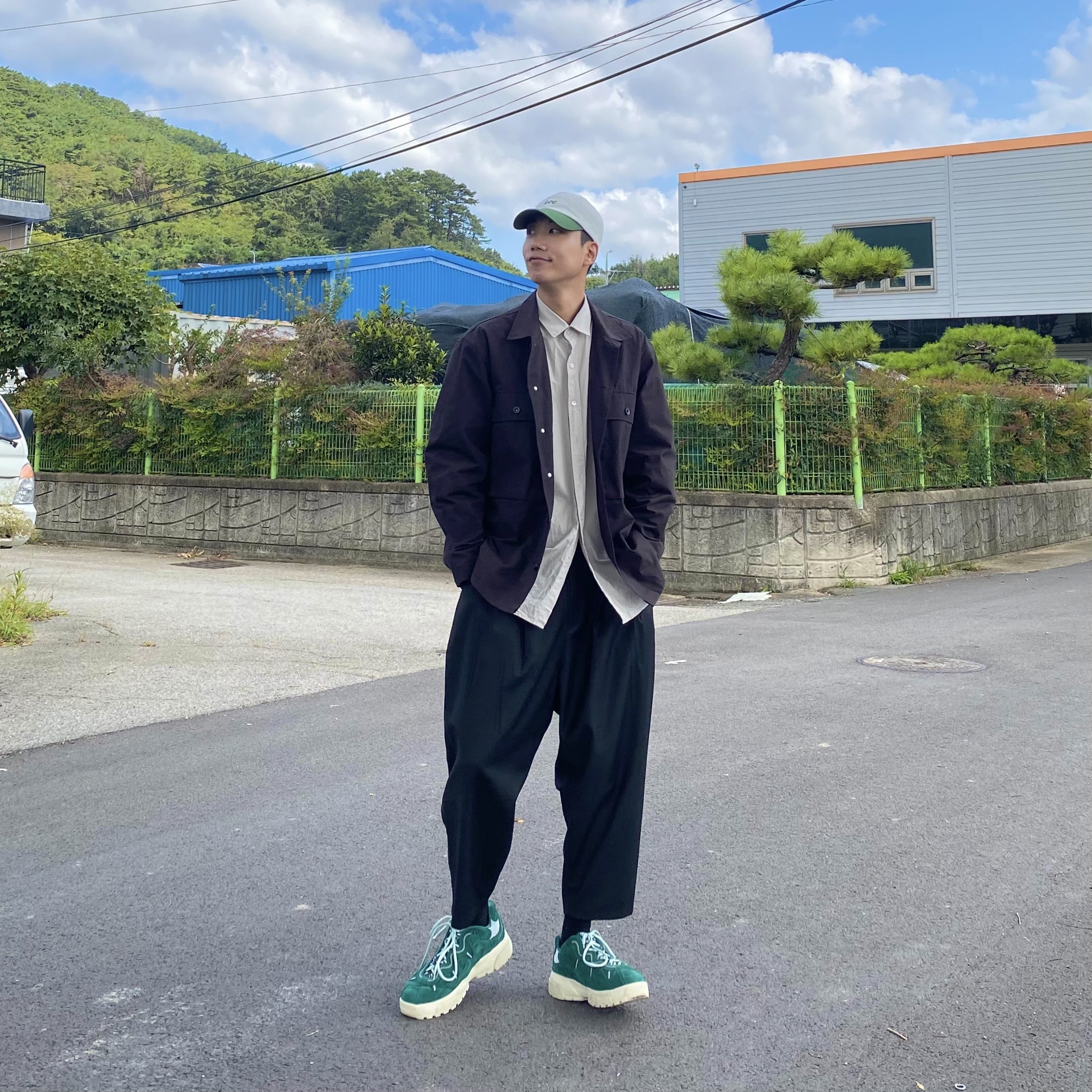 Converse x Golf le Fleur Gianno Suede Evergreen 착용 스타일