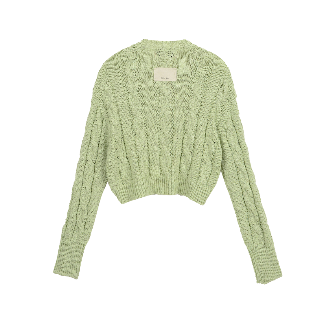 Matin Kim V Neck Zip Crop Knit Pullover Lime 상세 이미지 2