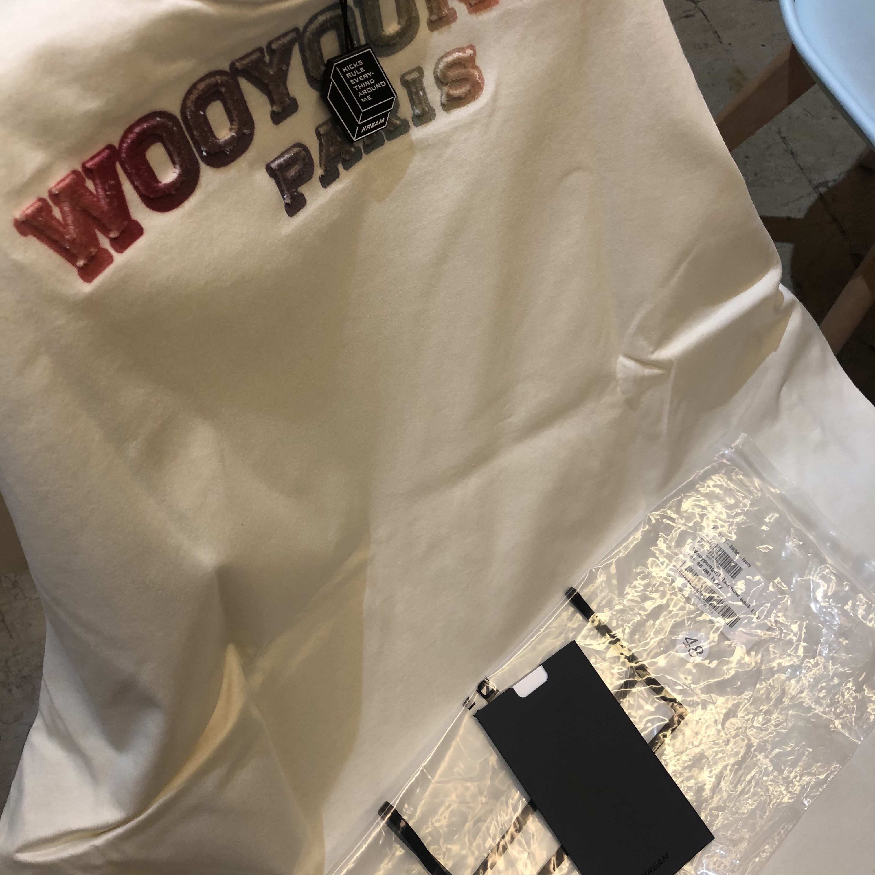 Wooyoungmi Fuzzy Back Logo T-Shirt Ivory - 22FW 착용 스타일