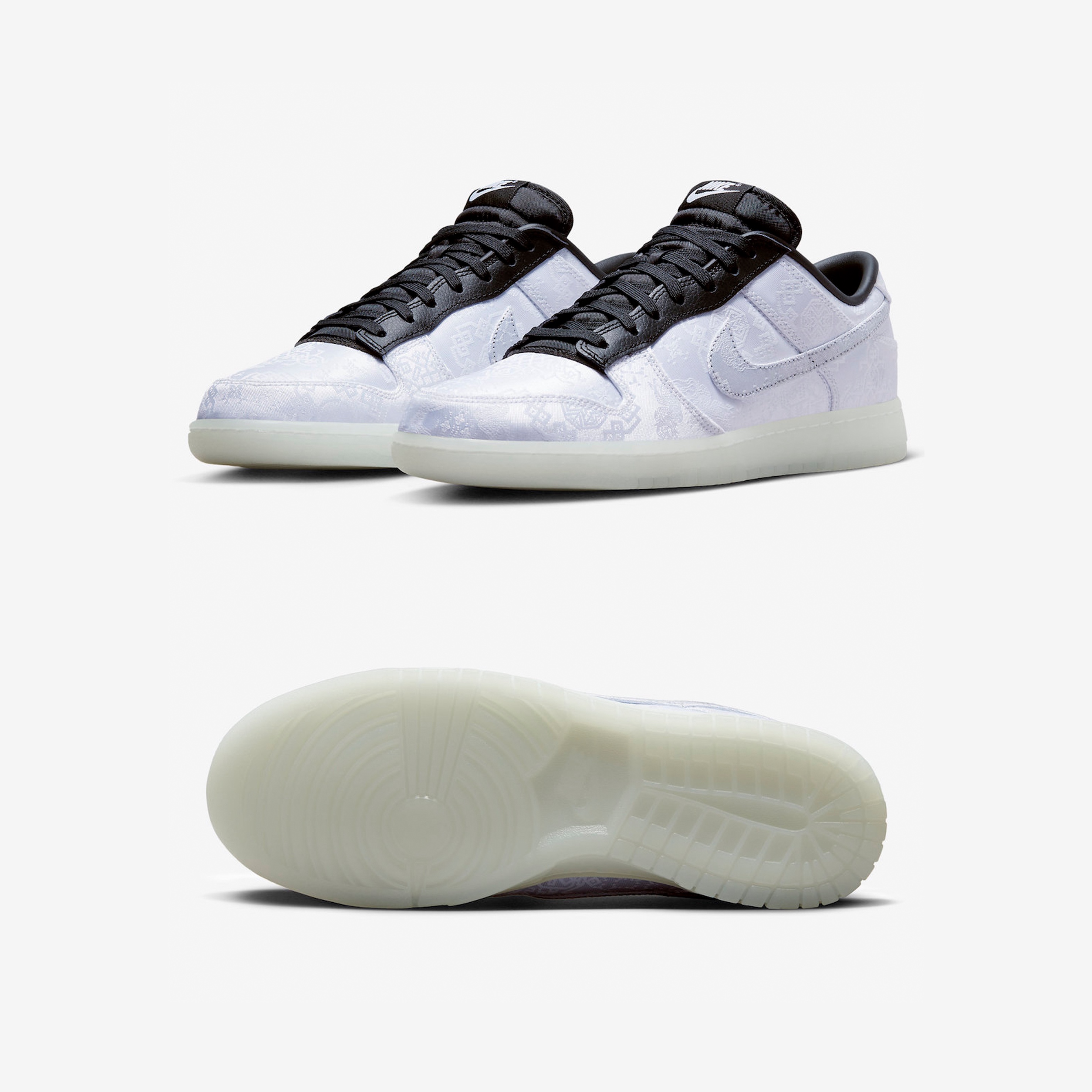 Nike x Clot x Fragment Dunk Low Black and White 착용 스타일 - 2