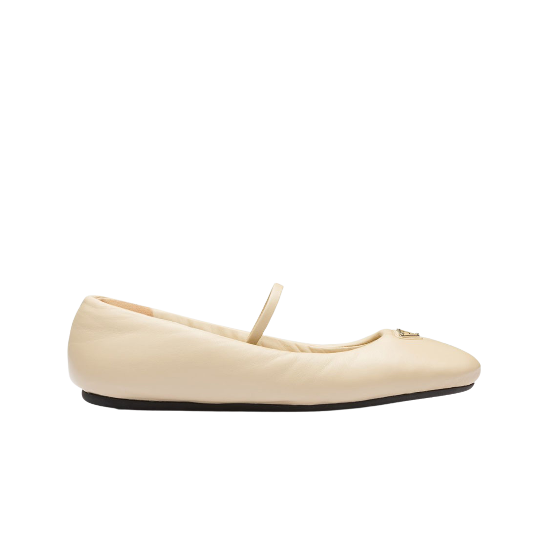 (W) 프라다 소프트 패딩 나파 레더 발레리나 데저트 베이지((W) Prada Soft Padded Nappa Leather Ballerina Desert Beige) - 1