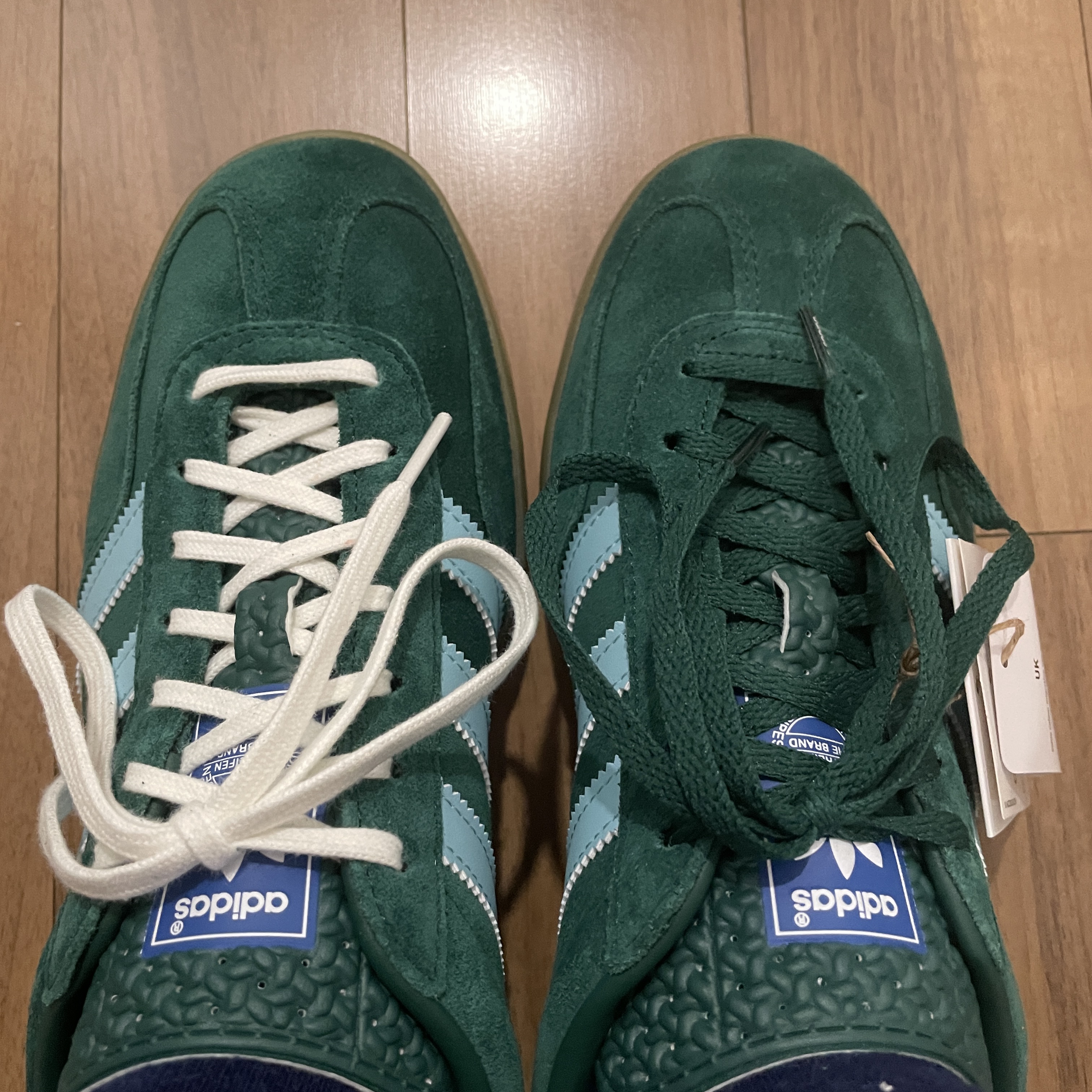Adidas Gazelle Indoor Collegiate Green Hazy Sky 착용 스타일