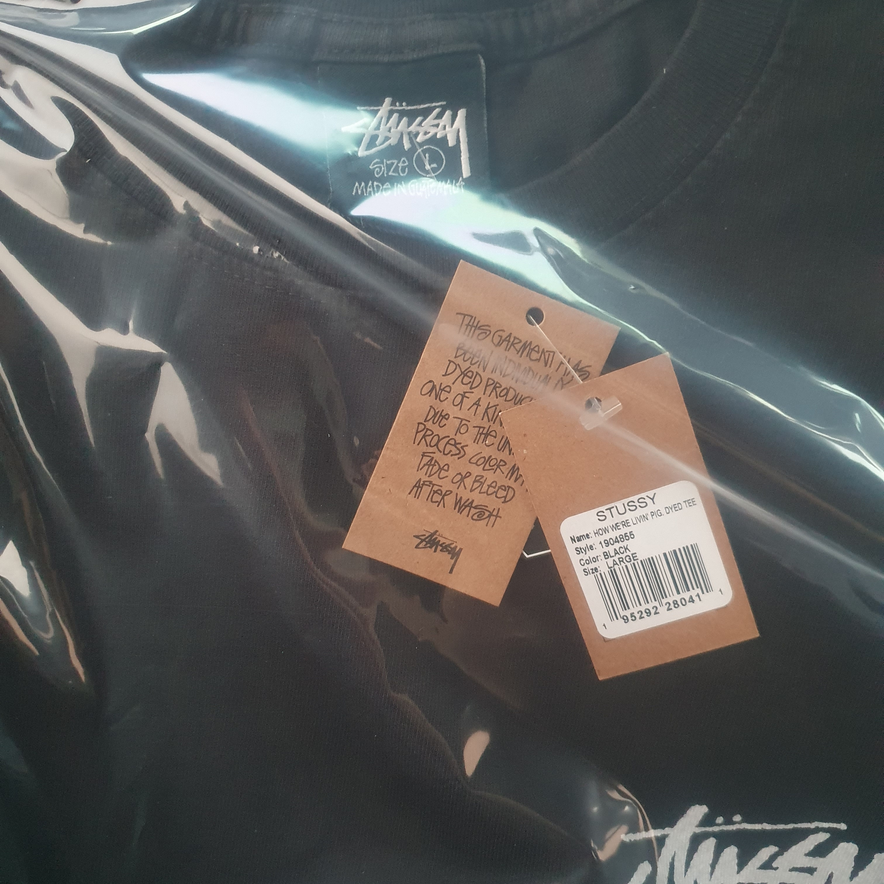 Stussy How We're Livin' Pigment Dyed T-Shirt Black 착용 스타일 - 1