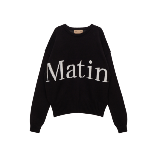 Matin Kim Big Logo Knit Pullover Black