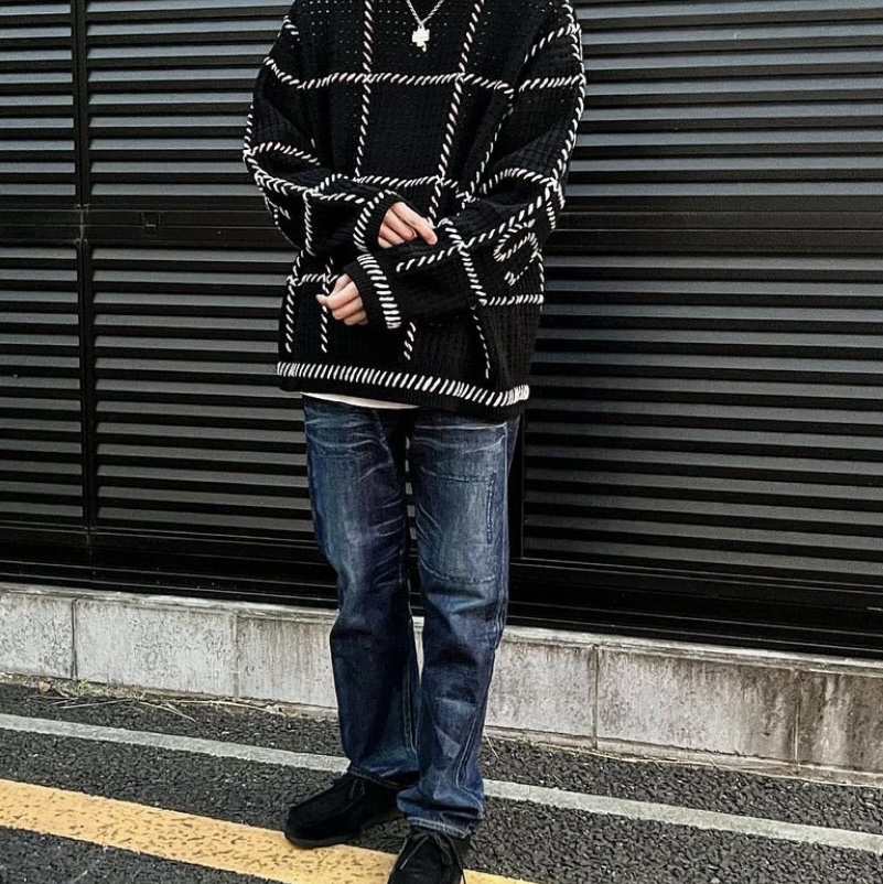 Supreme Quilt Stitch Sweater Black - 23SS 착용 스타일 - 1