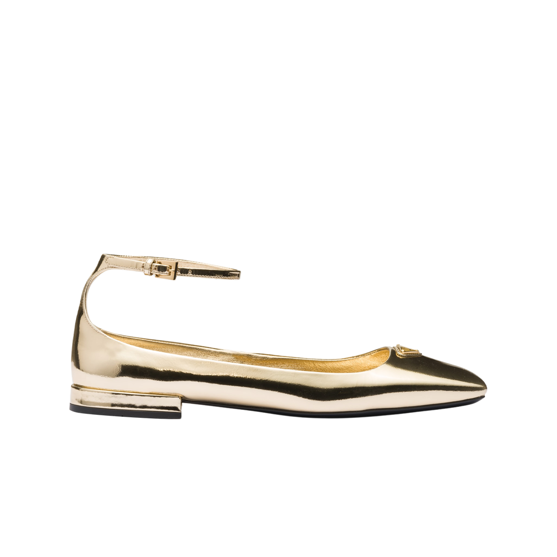 (W) 프라다 메탈릭 레더 발레리나 플래티넘((W) Prada Metallic Leather Ballerinas Platinum) - 1