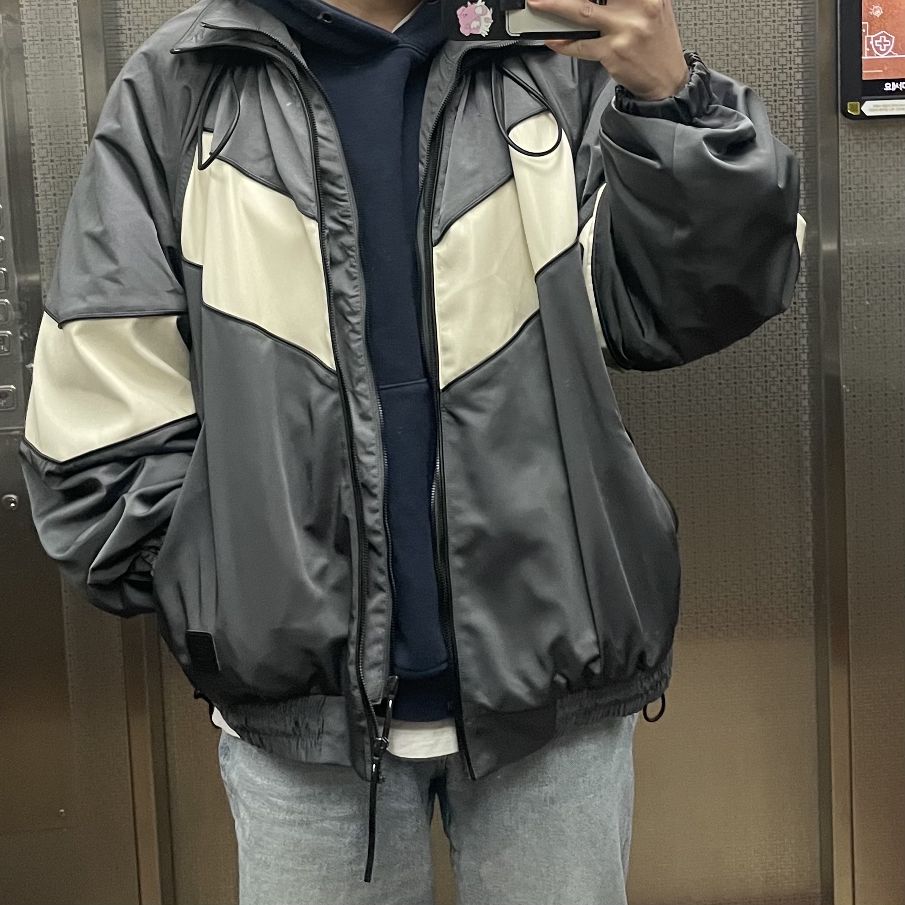 Ader Error Mem Jumper Grey 착용 스타일
