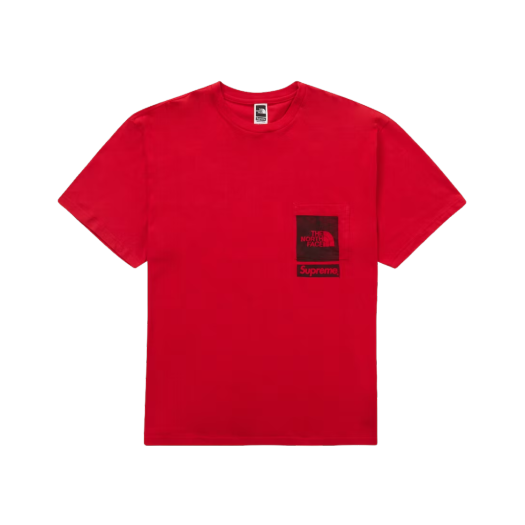 슈프림 x 노스페이스 프린티드 포켓 티셔츠 레드 - 23SS