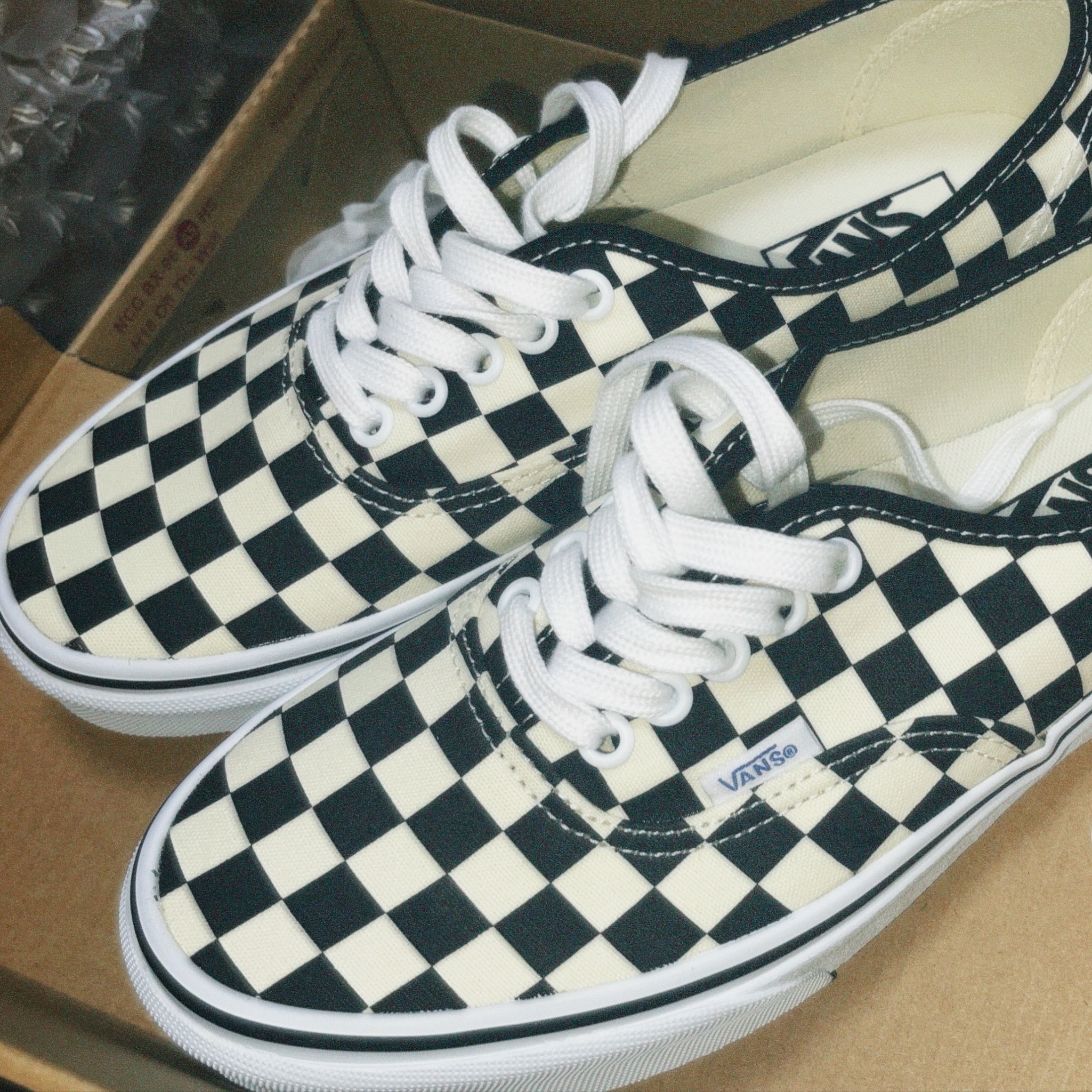 Vans Authentic Golden Coast Checkerboard 착용 스타일 - 3