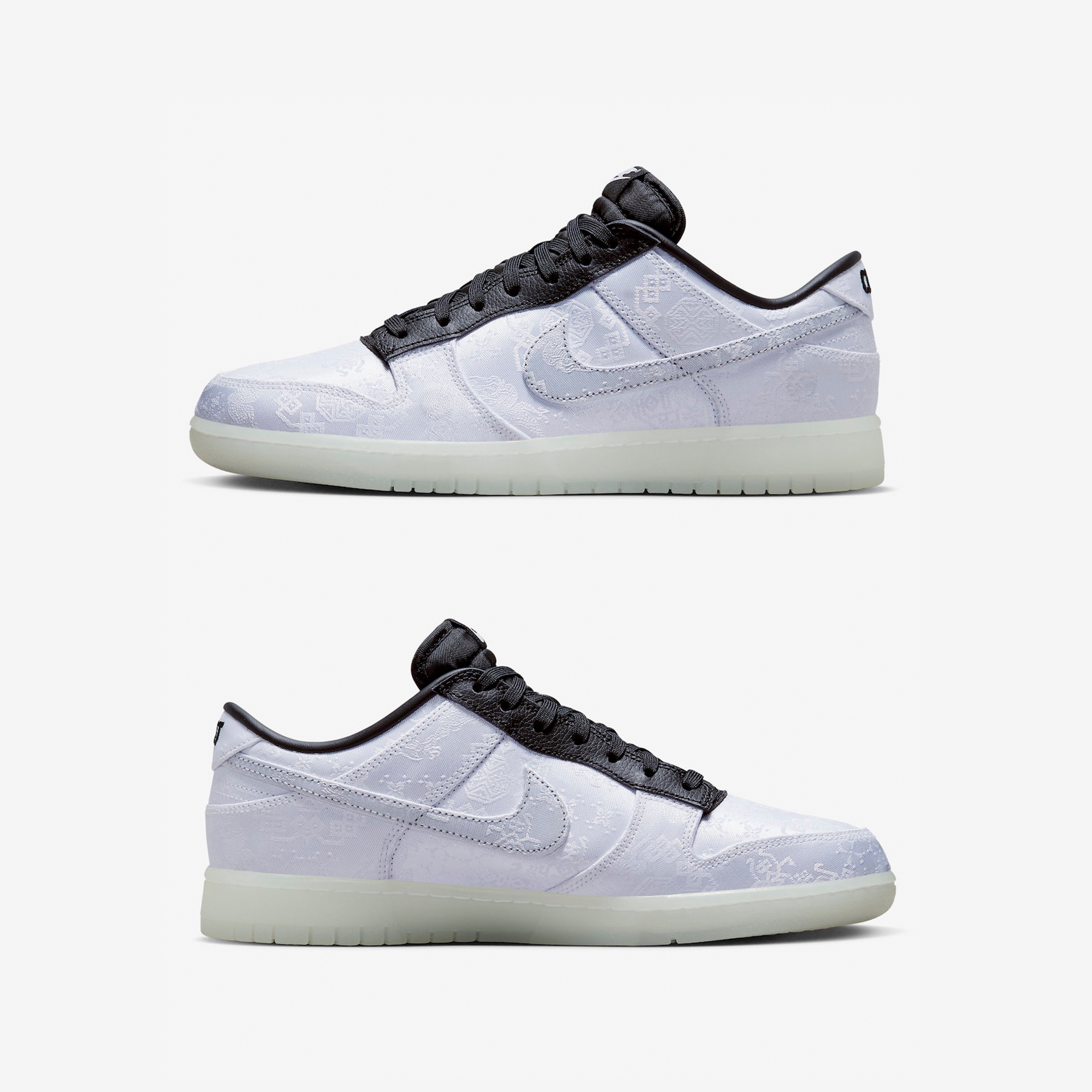 Nike x Clot x Fragment Dunk Low Black and White 착용 스타일 - 3