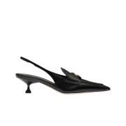 (W) Miu Miu Leather Penny Loafers Black