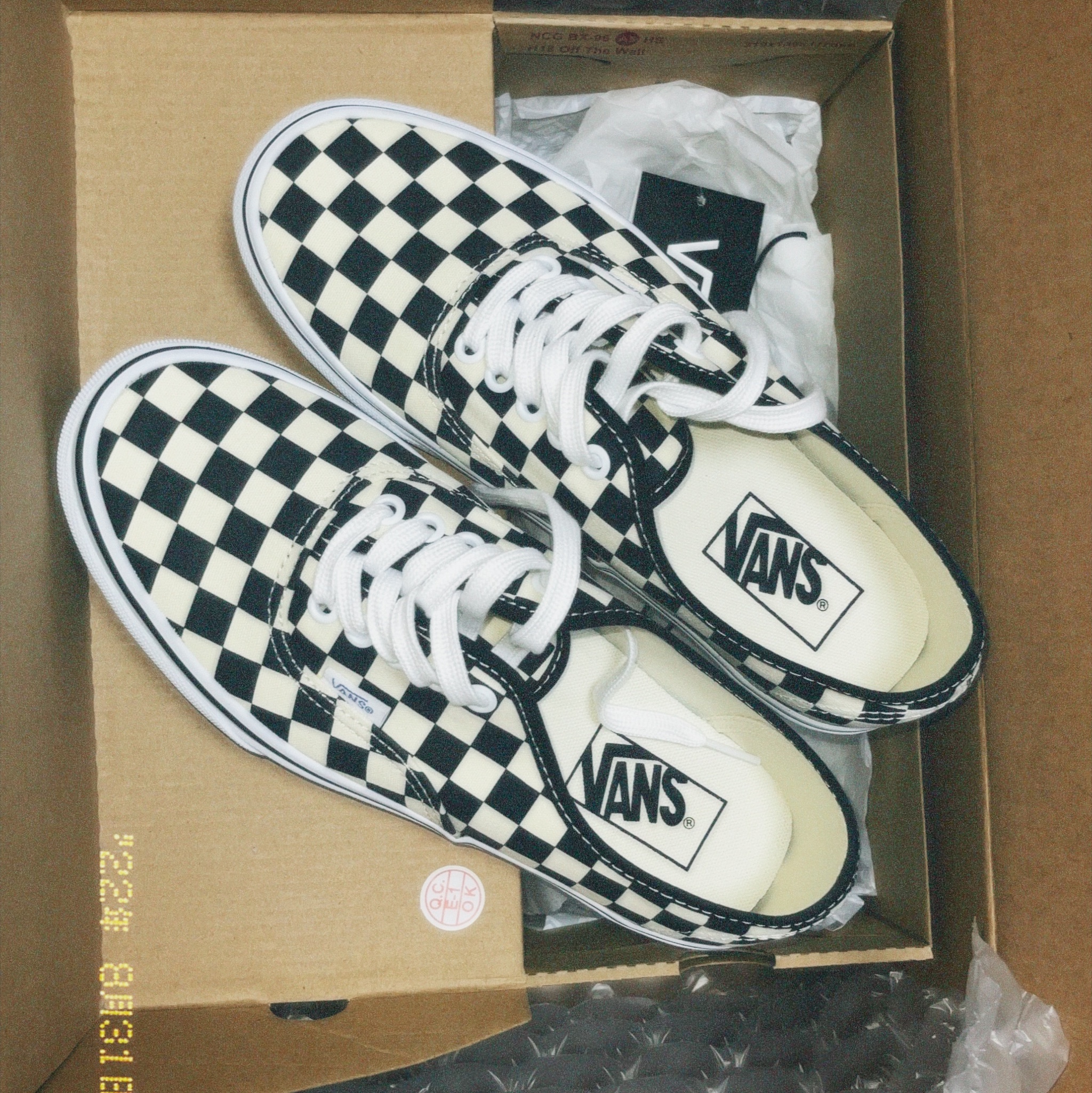 Vans Authentic Golden Coast Checkerboard 착용 스타일 - 2