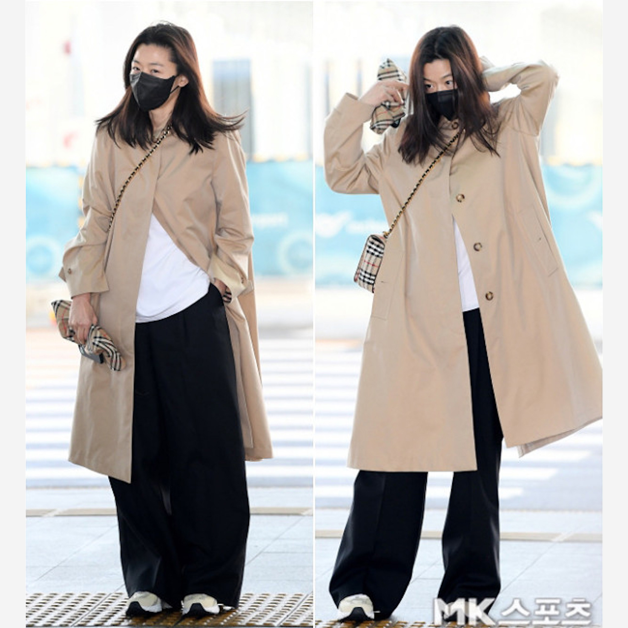 Burberry Vintage Check Boucle Mini Lola Bag Archive Beige, New Balance 530 Beige Aluminum 착용 스타일 - 2