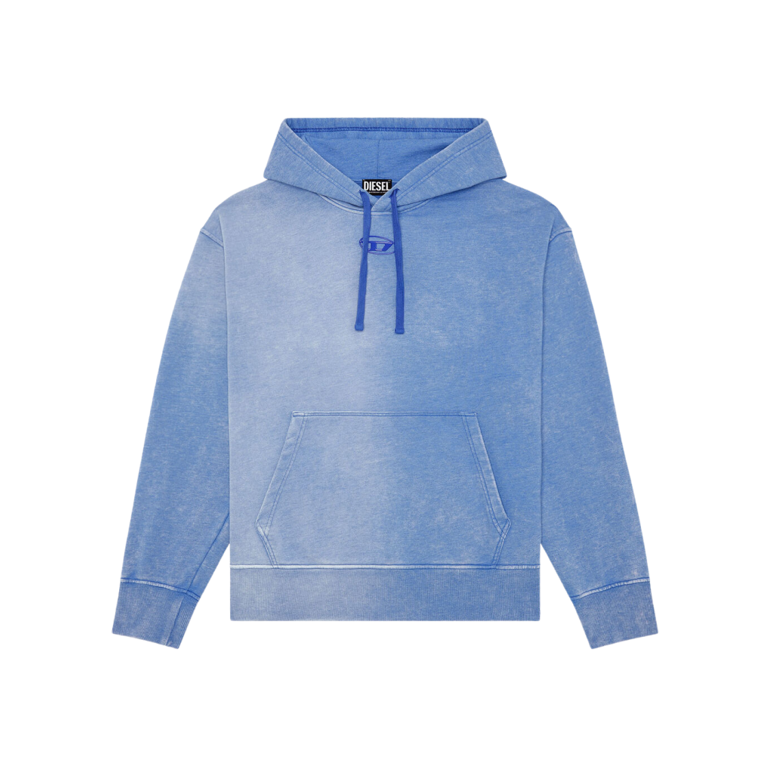 Diesel S-Macs-Hood-G2 Overdyed Hoodie with Logo Light Blue 상세 이미지 1