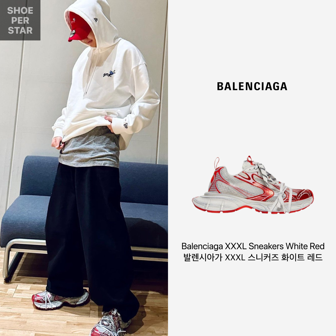 Balenciaga 3XL Sneakers White Red 착용 스타일 - 1