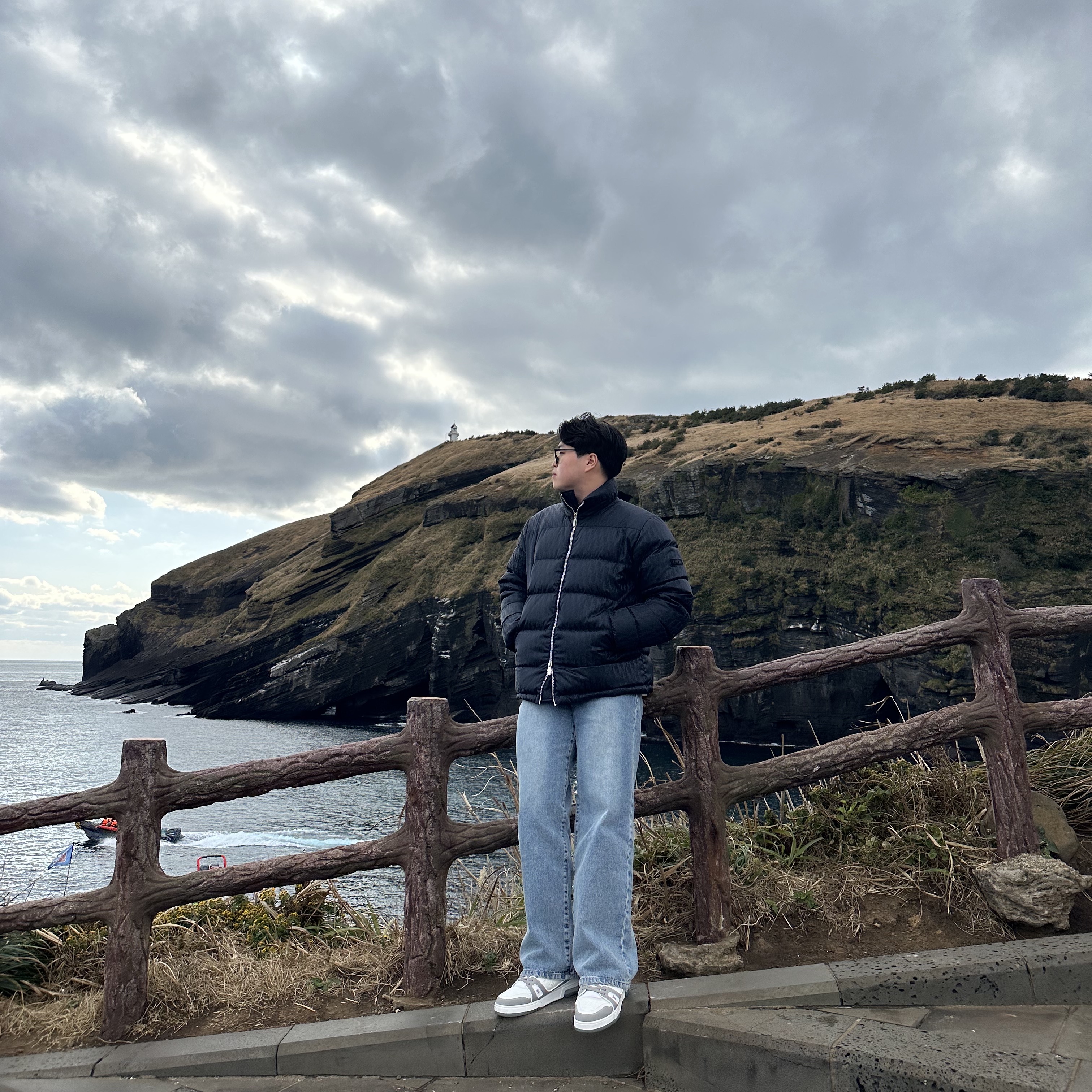 Dior Oblique Down Jacket Black Nylon Jacquard, Louis Vuitton LV Trainer Sneakers Gray 착용 스타일