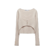 (W) Zara Wool Blend Sweater With Buttons Ecru