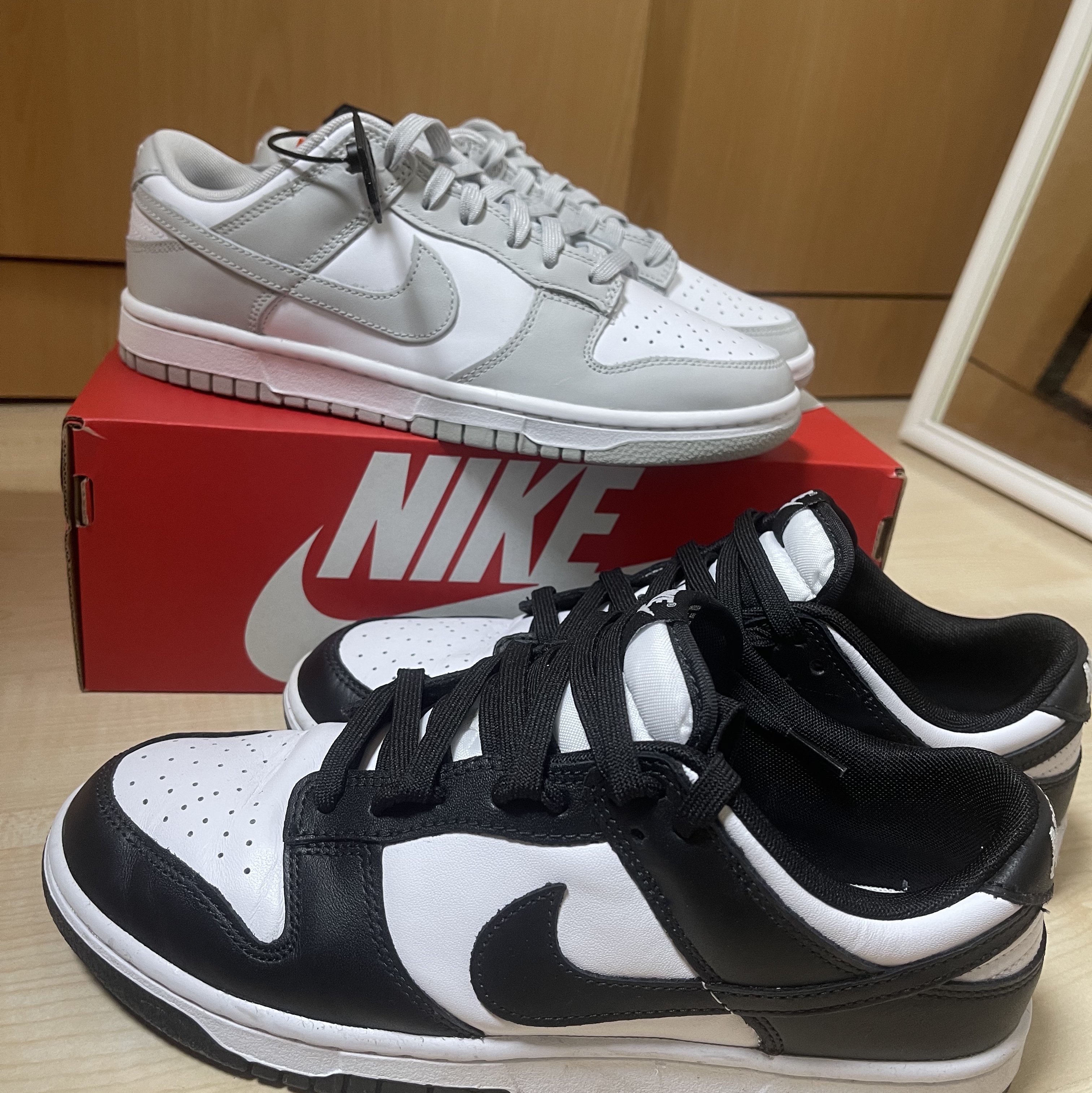 Nike Dunk Low Retro Grey Fog, Nike Dunk Low Retro Black 착용 스타일 - 2
