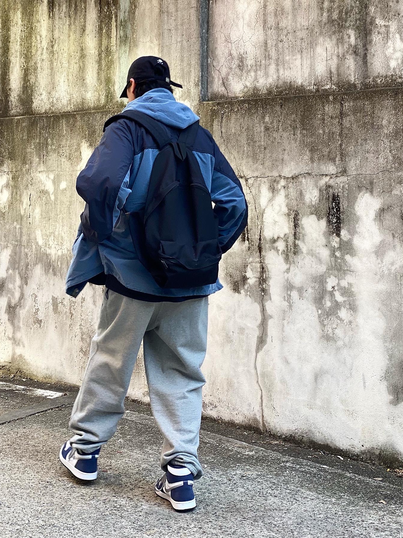 Jordan 1 Retro High OG CO.JP Midnight Navy, Nike x Stussy NRG ZR Fleece Pants Heather Grey - US/EU 착용 스타일 - 4
