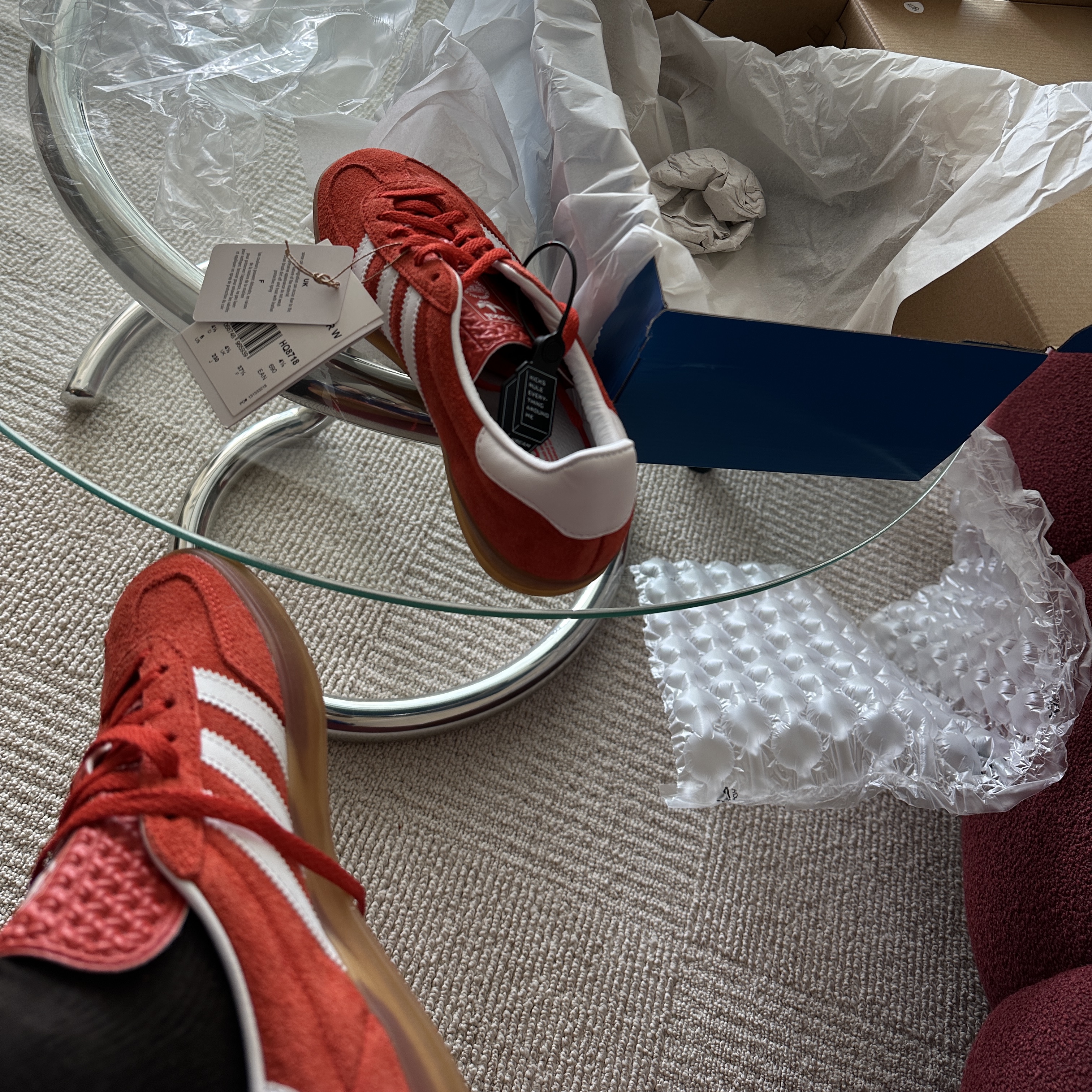 (W) Adidas Gazelle Indoor Bold Orange Cloud White 착용 스타일 - 2
