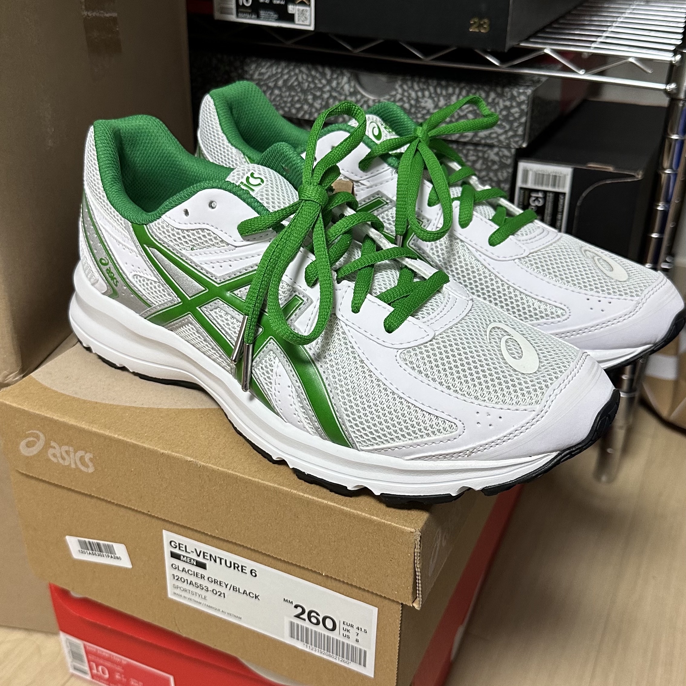 Asics Jog 100 S White Green - 2E Wide 착용 스타일