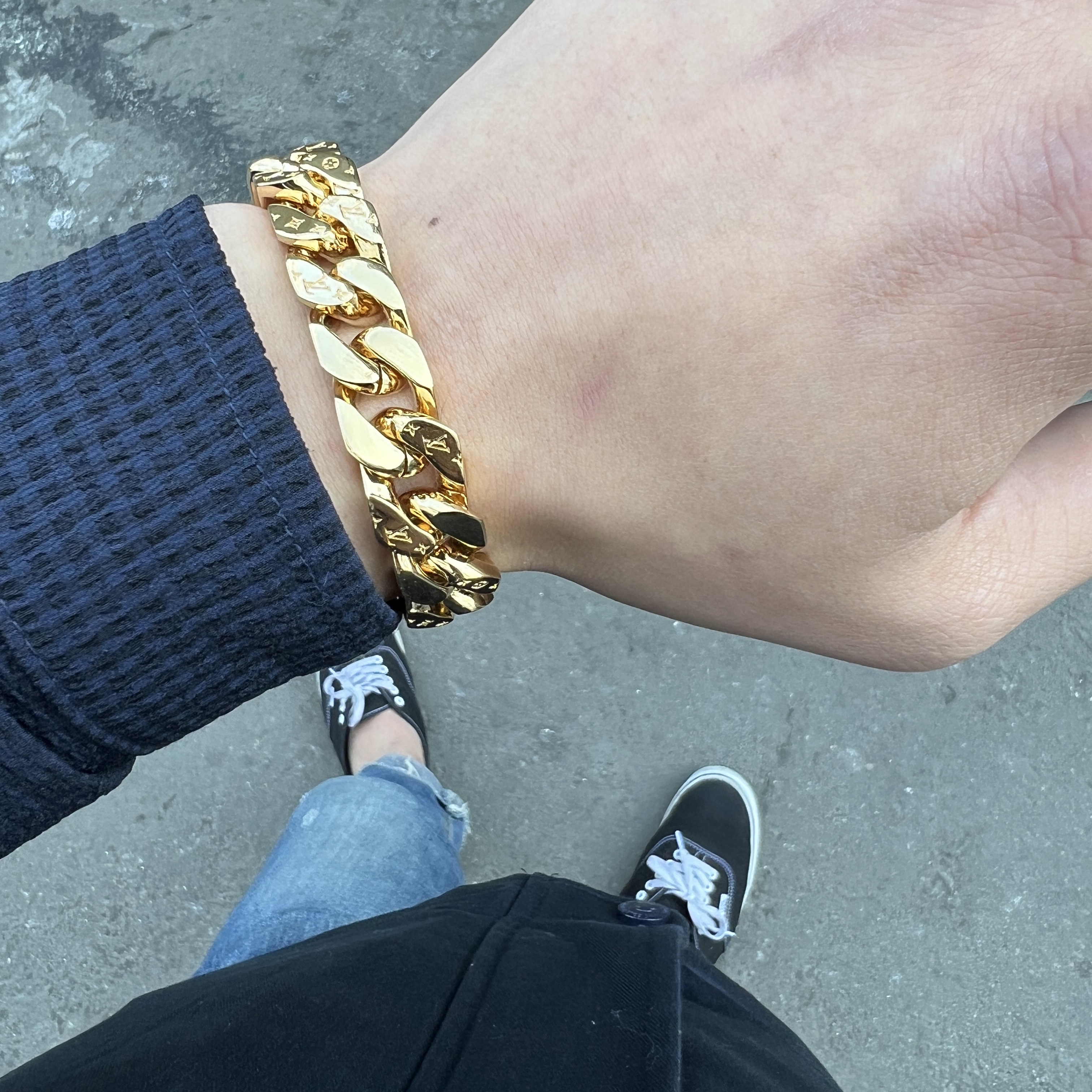 Louis Vuitton Chain Links Bracelet Gold 착용 스타일