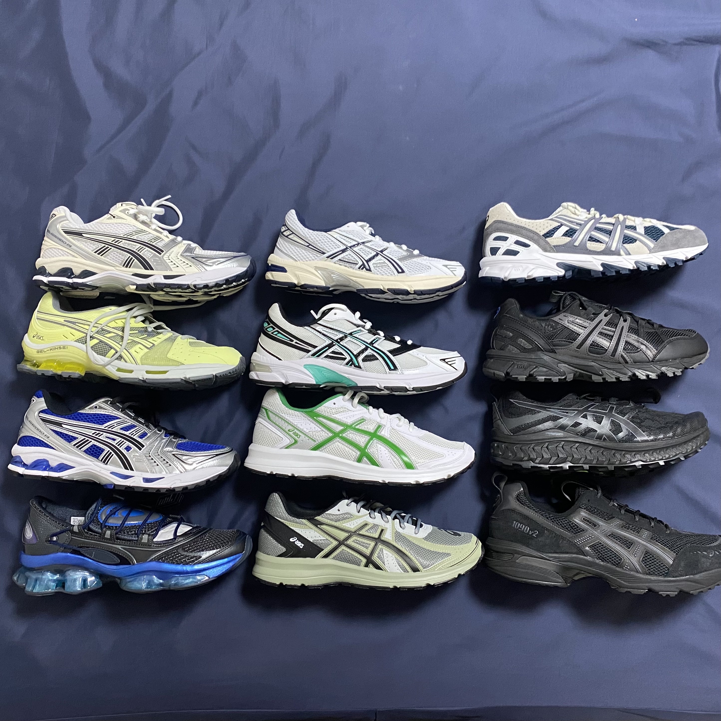 (W) Asics Gel-Kayano 14 White Midnight, Asics Gel-Kayano 14 Monaco Blue Black 착용 스타일