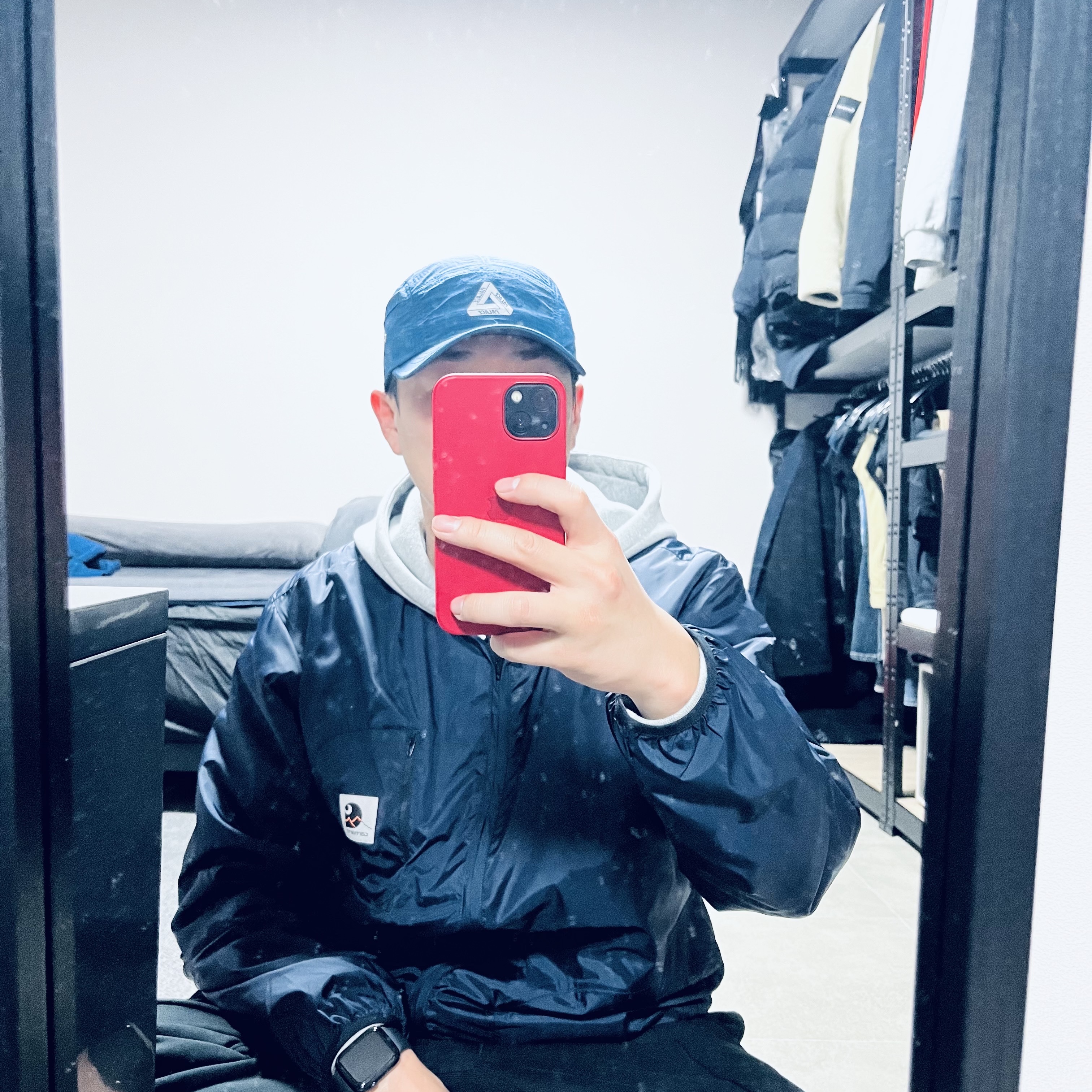Palace Cripstop Grid 4G Cap Navy - 22SS, Supreme Reflective Mesh Camp Cap Black - 22SS 착용 스타일 - 1