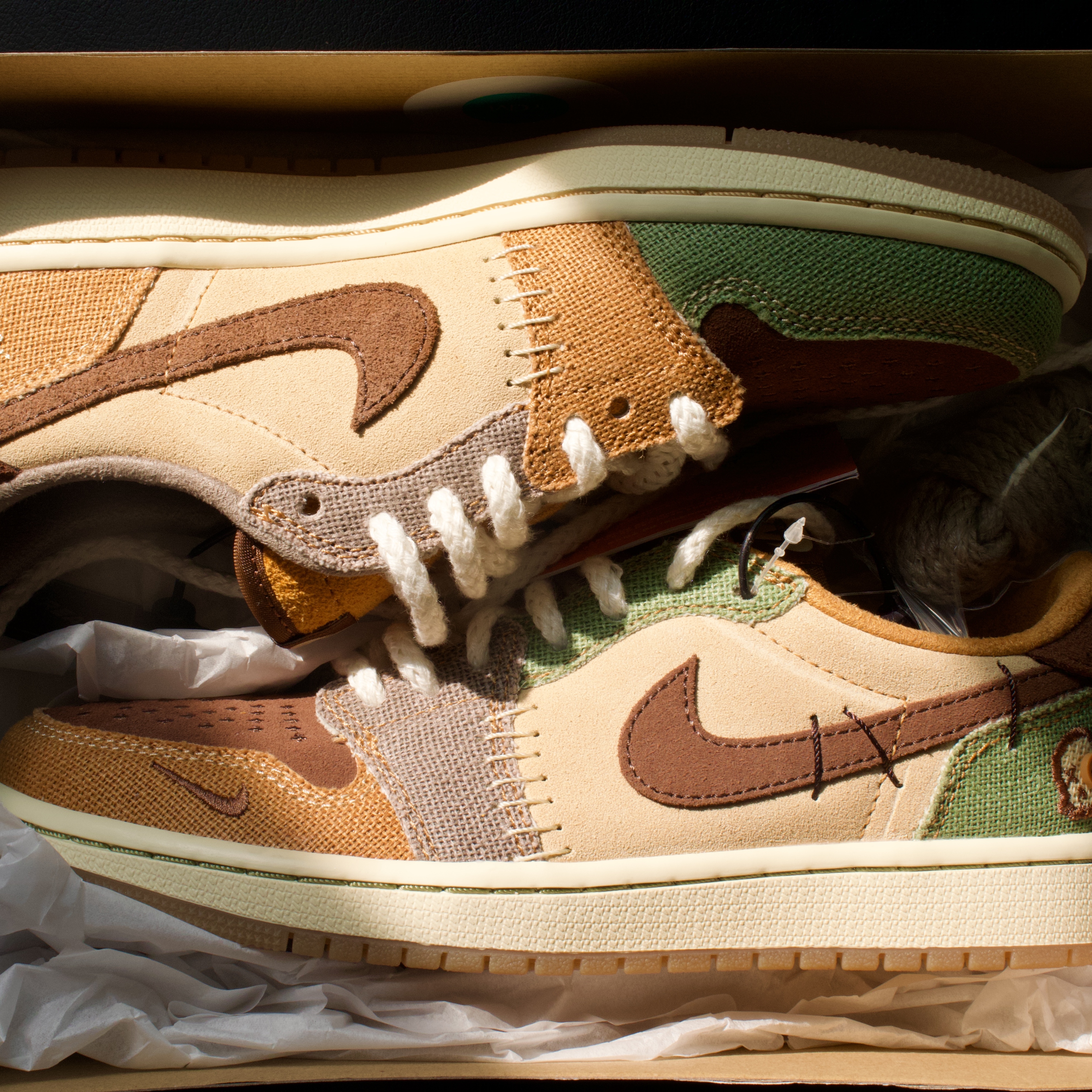 Jordan 1 x Zion Williamson Retro Low OG Flax and Oil Green 착용 스타일