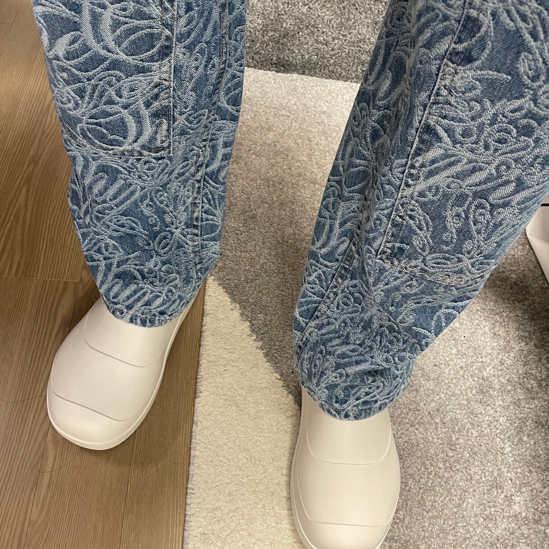 純日本製 Script Jacquard Double Knee Denim - パンツ