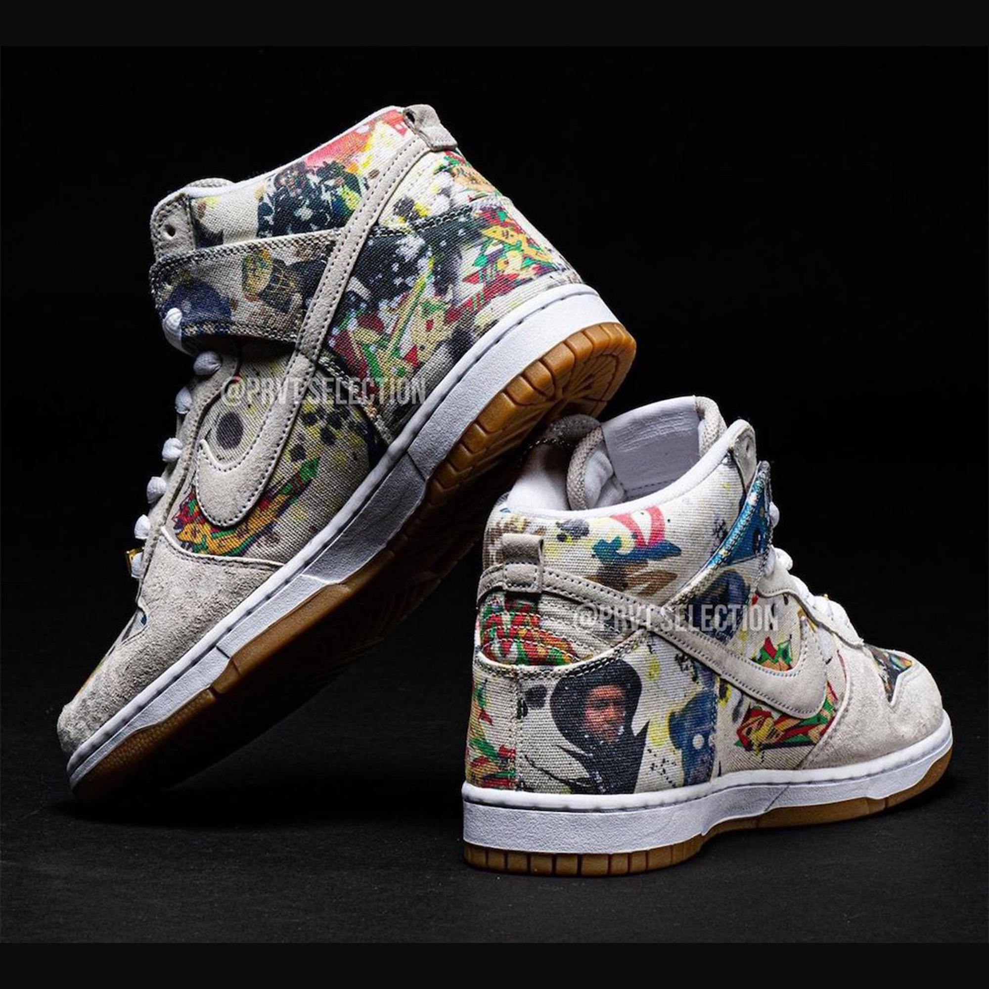 Nike x Supreme SB Dunk High OG QS By Any Means Black White, Nike x Supreme SB Dunk High OG QS By Any Means Varsity Maize Pine Green 착용 스타일 - 4