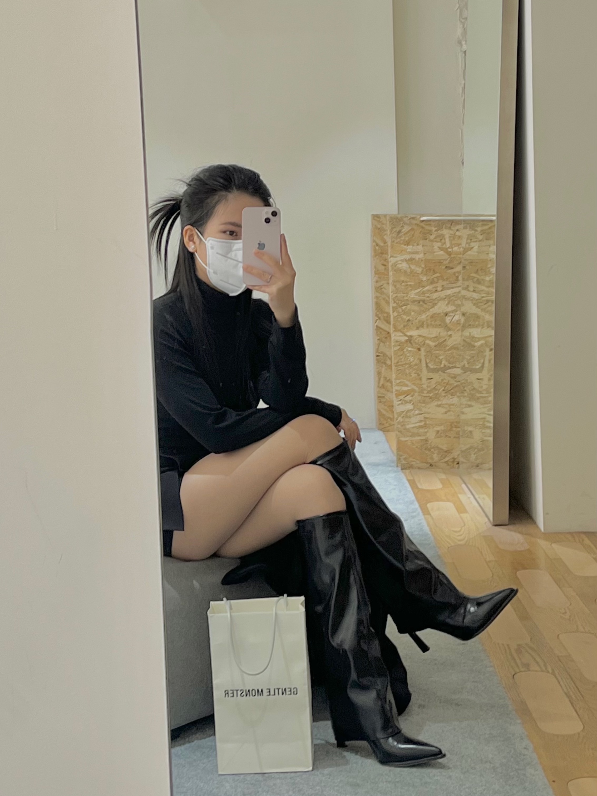 Gentle Monster x Maison Margiela MM003 Black Black, Gentle Monster x Maison Margiela MM004 Black Black 착용 스타일