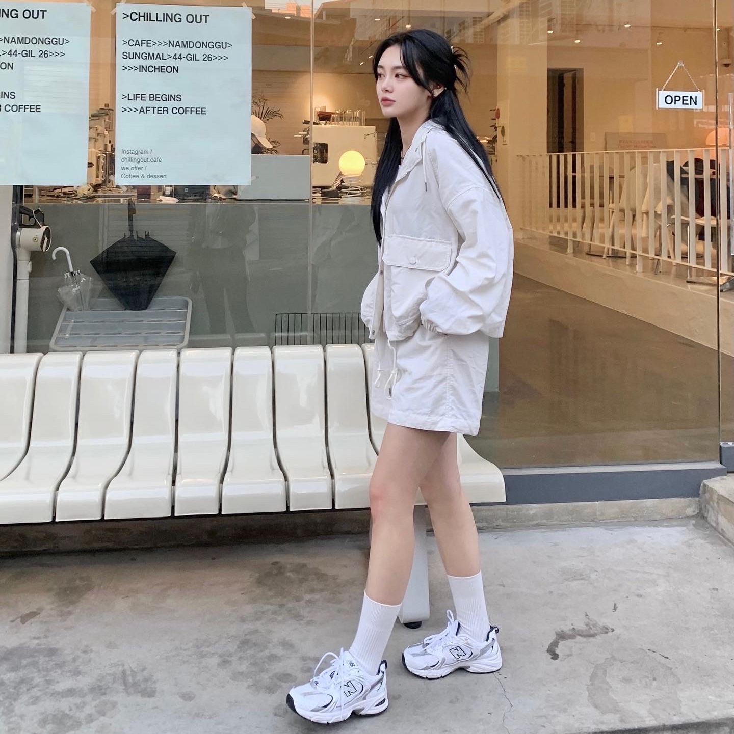 New Balance 530 White 착용 스타일 - 1
