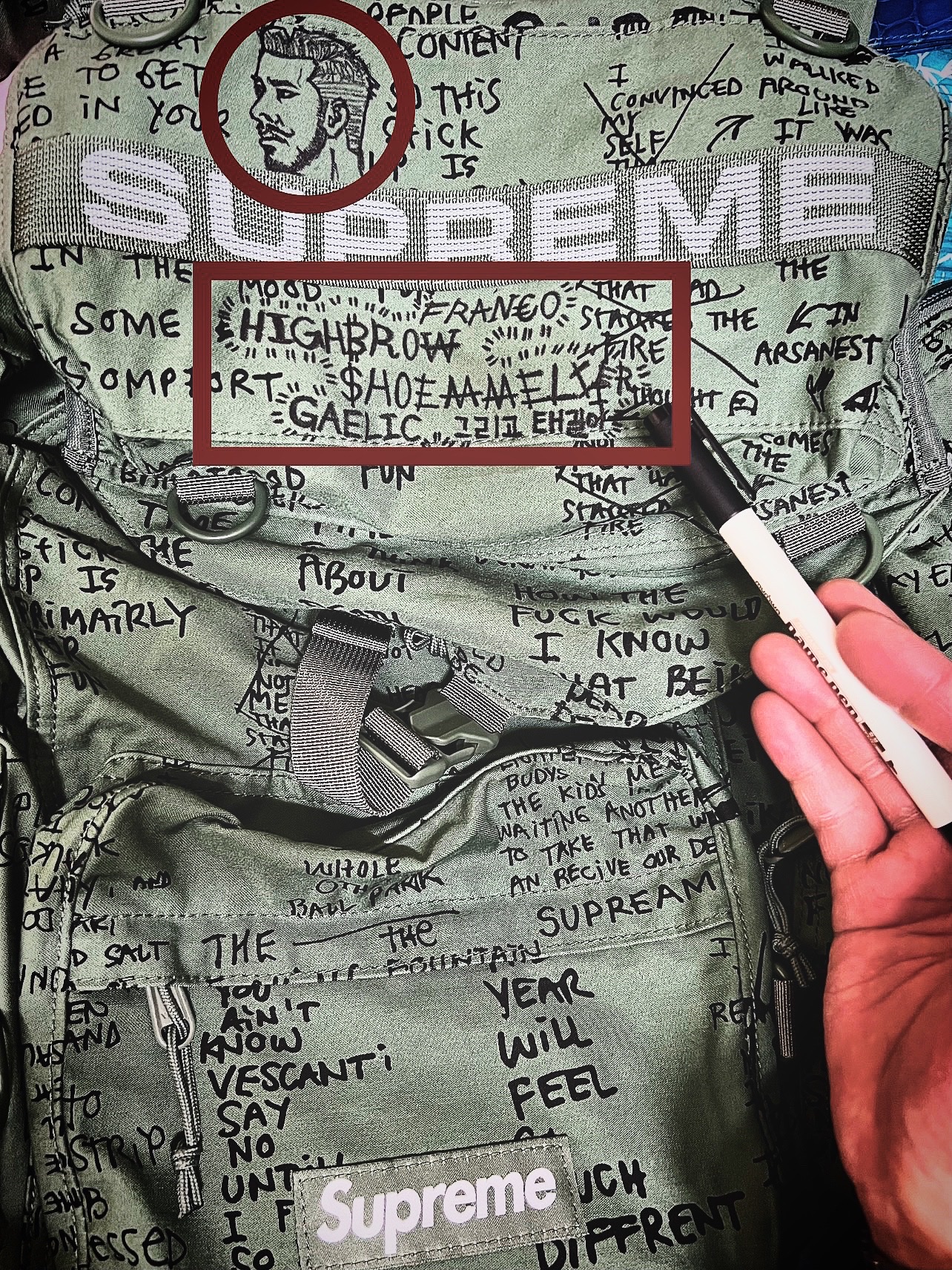 Supreme Field Backpack Olive Gonz - 23SS 착용 스타일 - 2