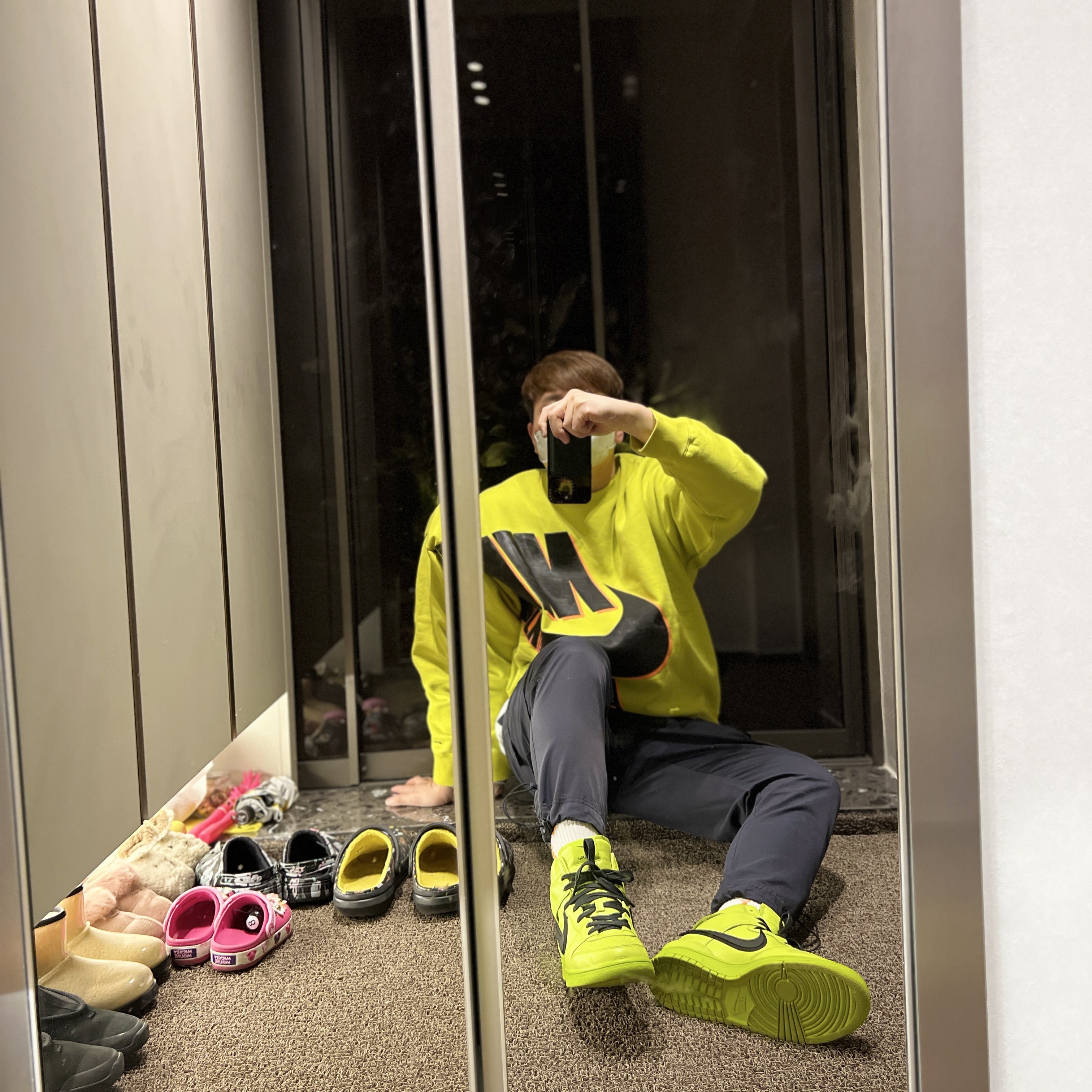 Nike x Ambush Dunk High Flash Lime, Nike x Kim Jones Fleece Crew High Voltage - US/EU 착용 스타일