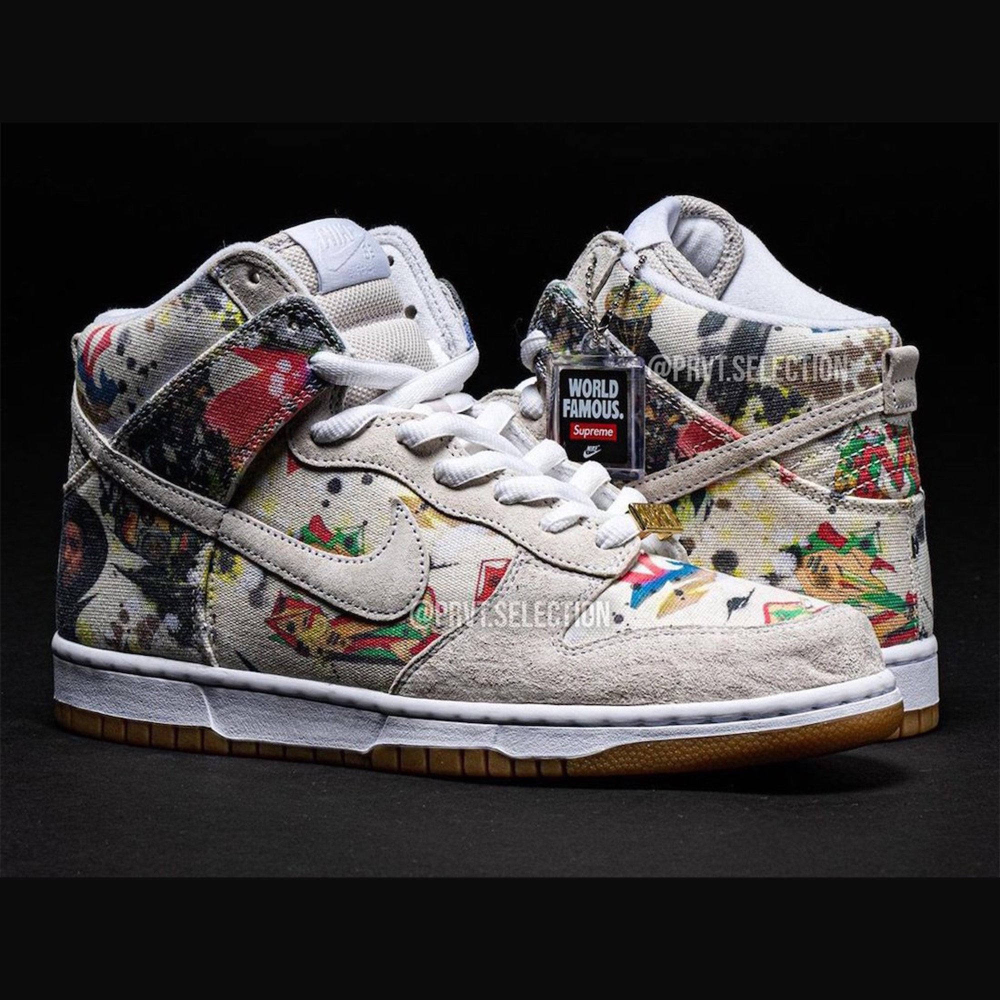 Nike x Supreme SB Dunk High OG QS By Any Means Black White, Nike x Supreme SB Dunk High OG QS By Any Means Varsity Maize Pine Green 착용 스타일 - 3