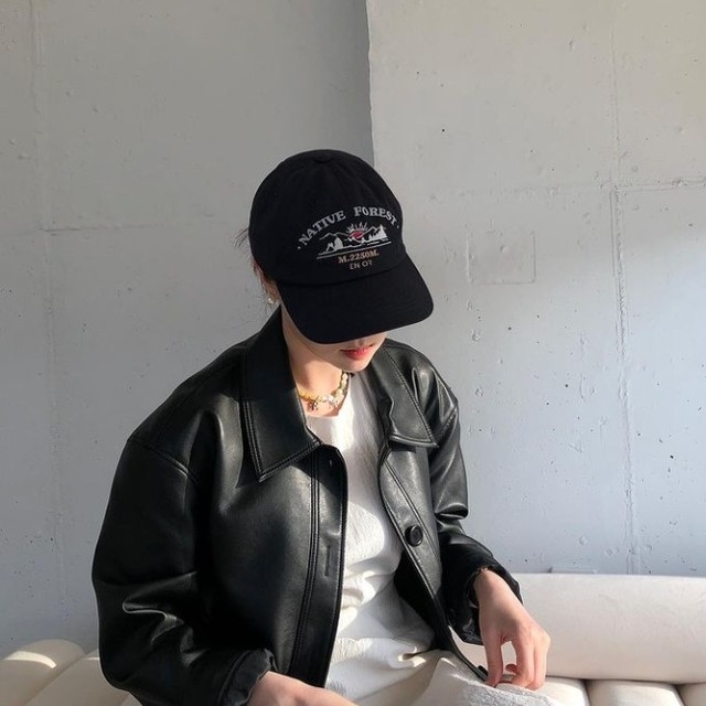 Enor Native Forest Ball Cap Navy 착용 스타일 - 1