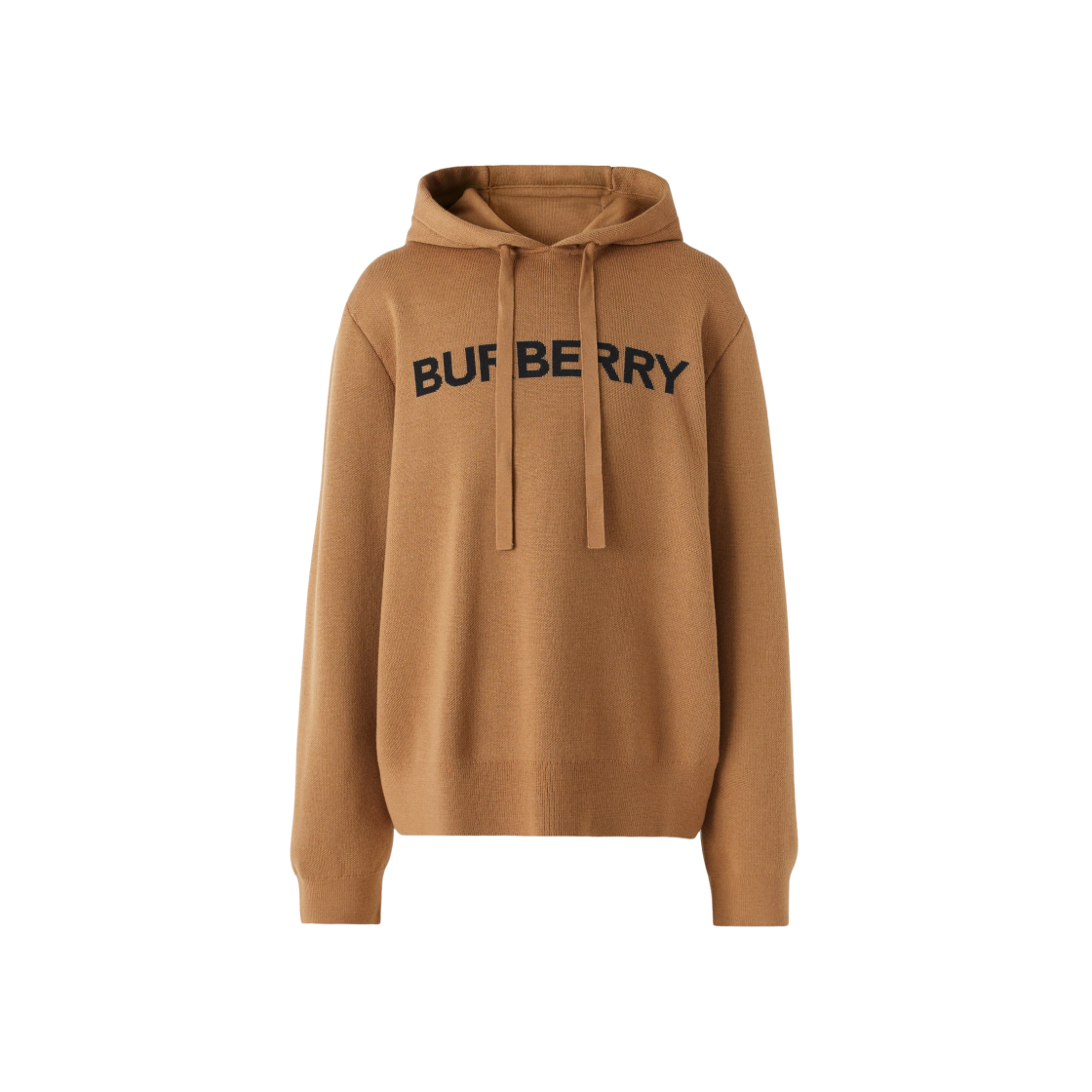 Burberry Logo Intarsia Wool Cotton Oversized Hoodie Camel 상세 이미지 1