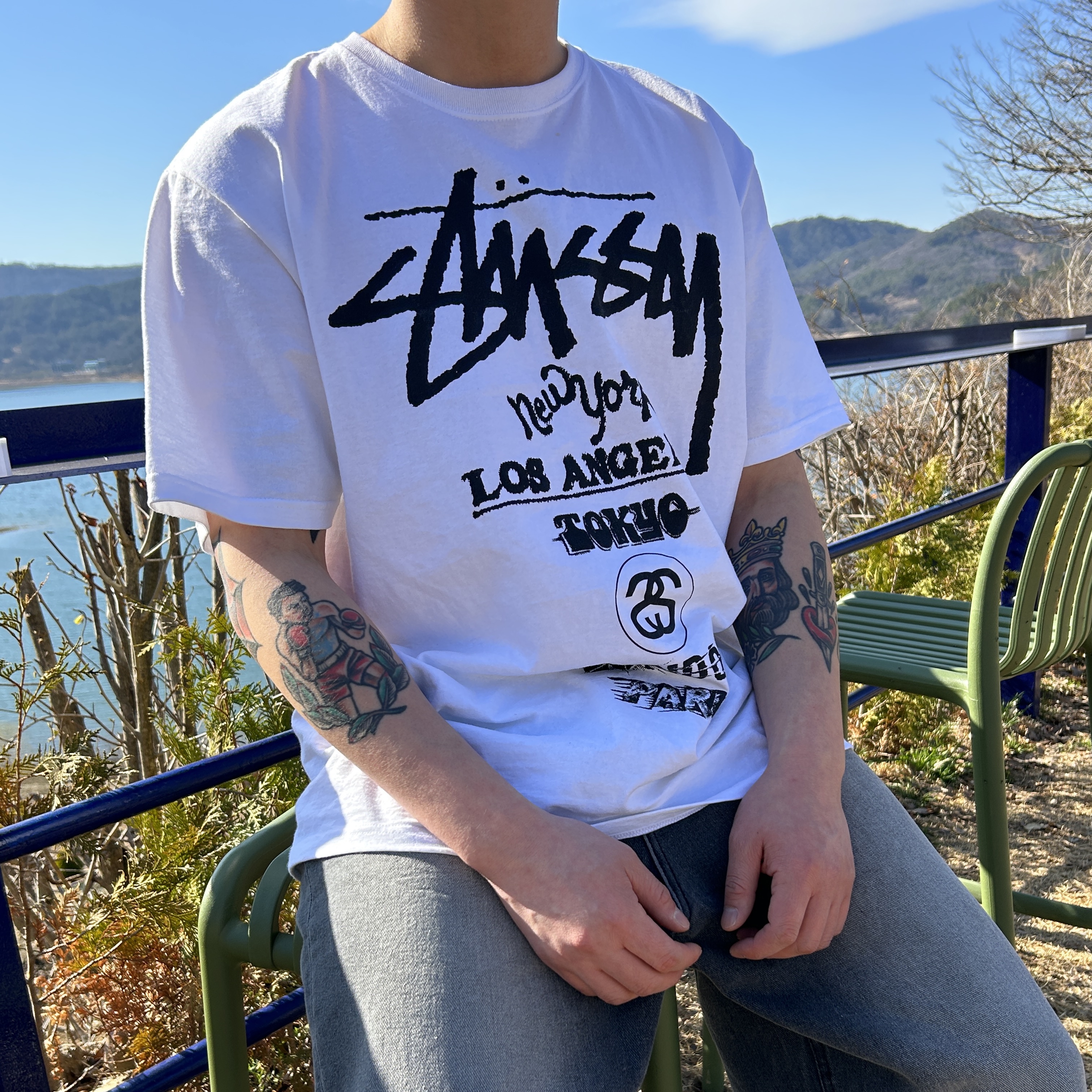 Stussy Tour T-Shirt White 착용 스타일 - 1