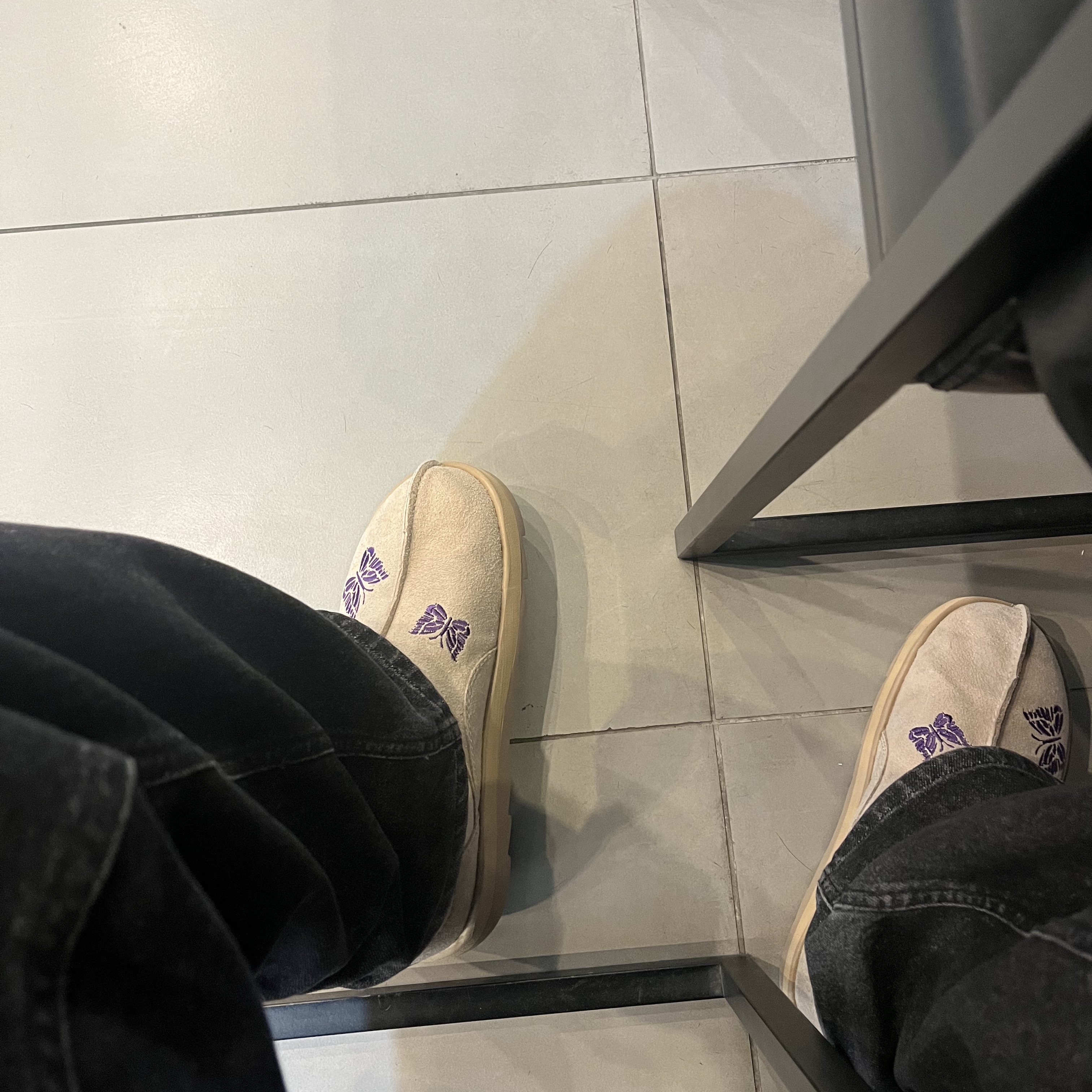 Reebok x Needles Beatnik Moc Modern Beige Extreme Purple 착용 스타일
