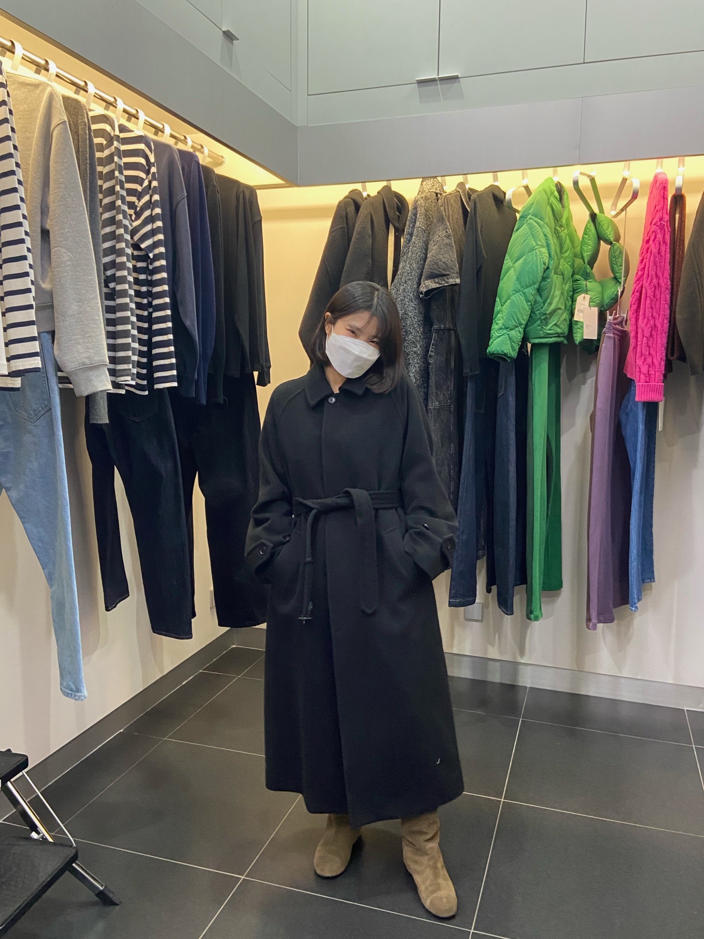 Auralee Cashmere Wool Mosser Soutien Collar Coat Black - 22AW 착용 스타일 - 2