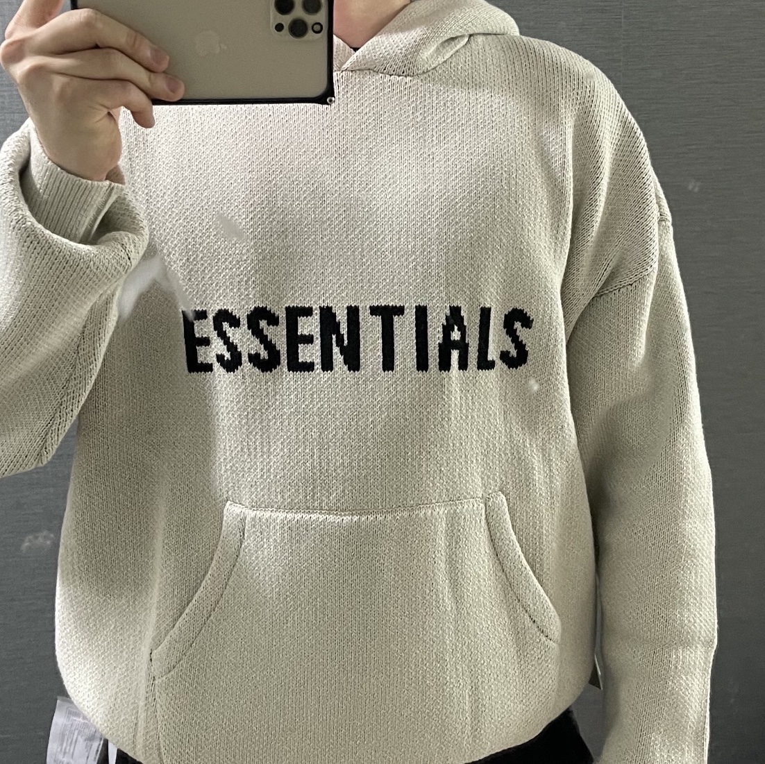 Essentials Knit Pullover Hoodie Oatmeal - 21SS 착용 스타일