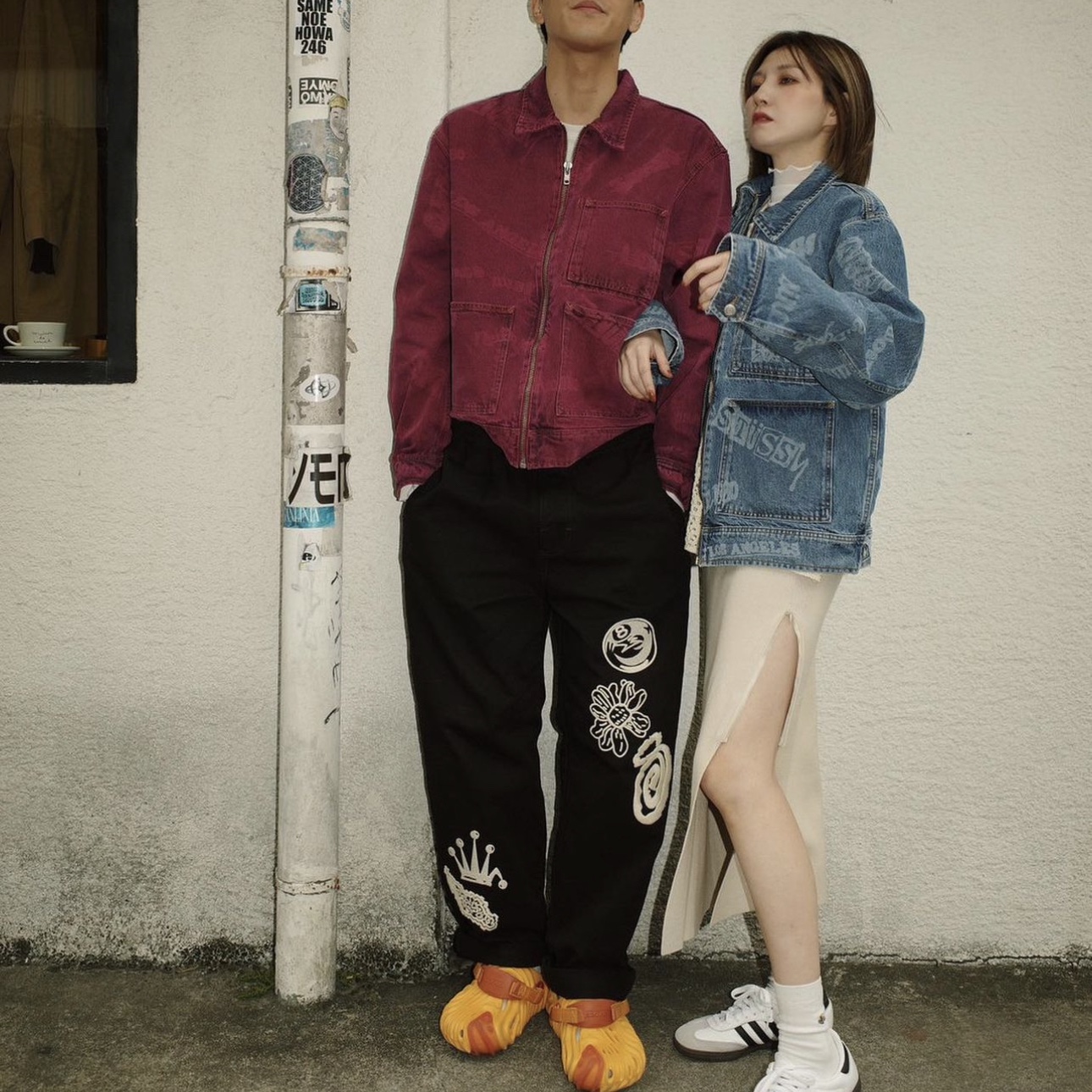Stussy Worldwide Zip Work Jacket Stone Wash, Stussy Worldwide Big OL' Jeans Stone Wash 착용 스타일 - 1