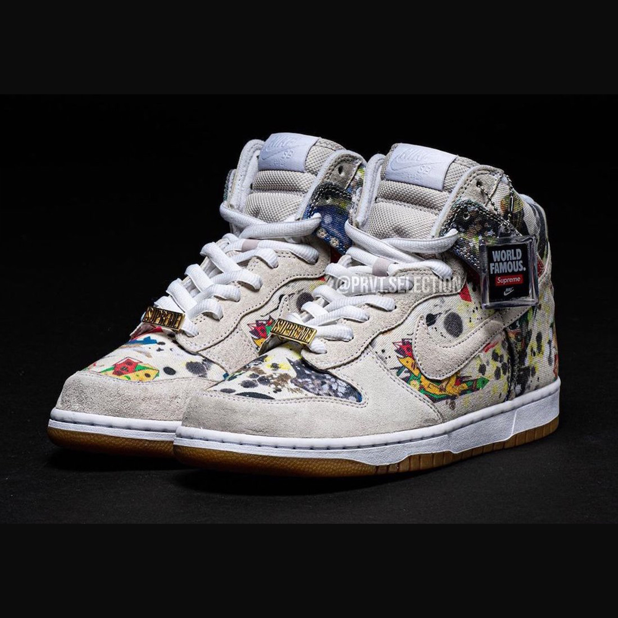 Nike x Supreme SB Dunk High OG QS By Any Means Black White, Nike x Supreme SB Dunk High OG QS By Any Means Varsity Maize Pine Green 착용 스타일 - 2