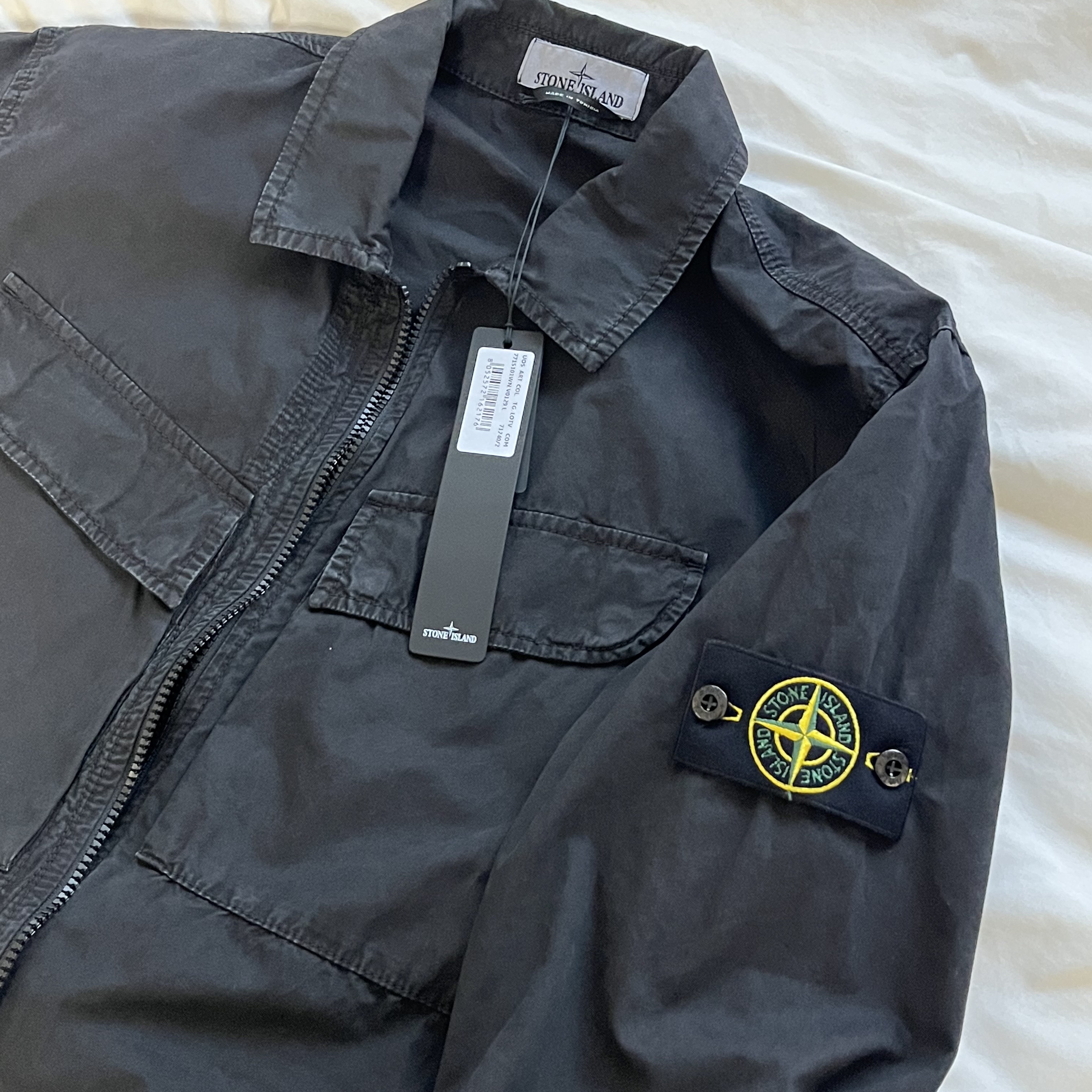 Stone Island 101WN Brushed Cotton Canvas T.CO+OLD Overshirt Black - 22FW 착용 스타일