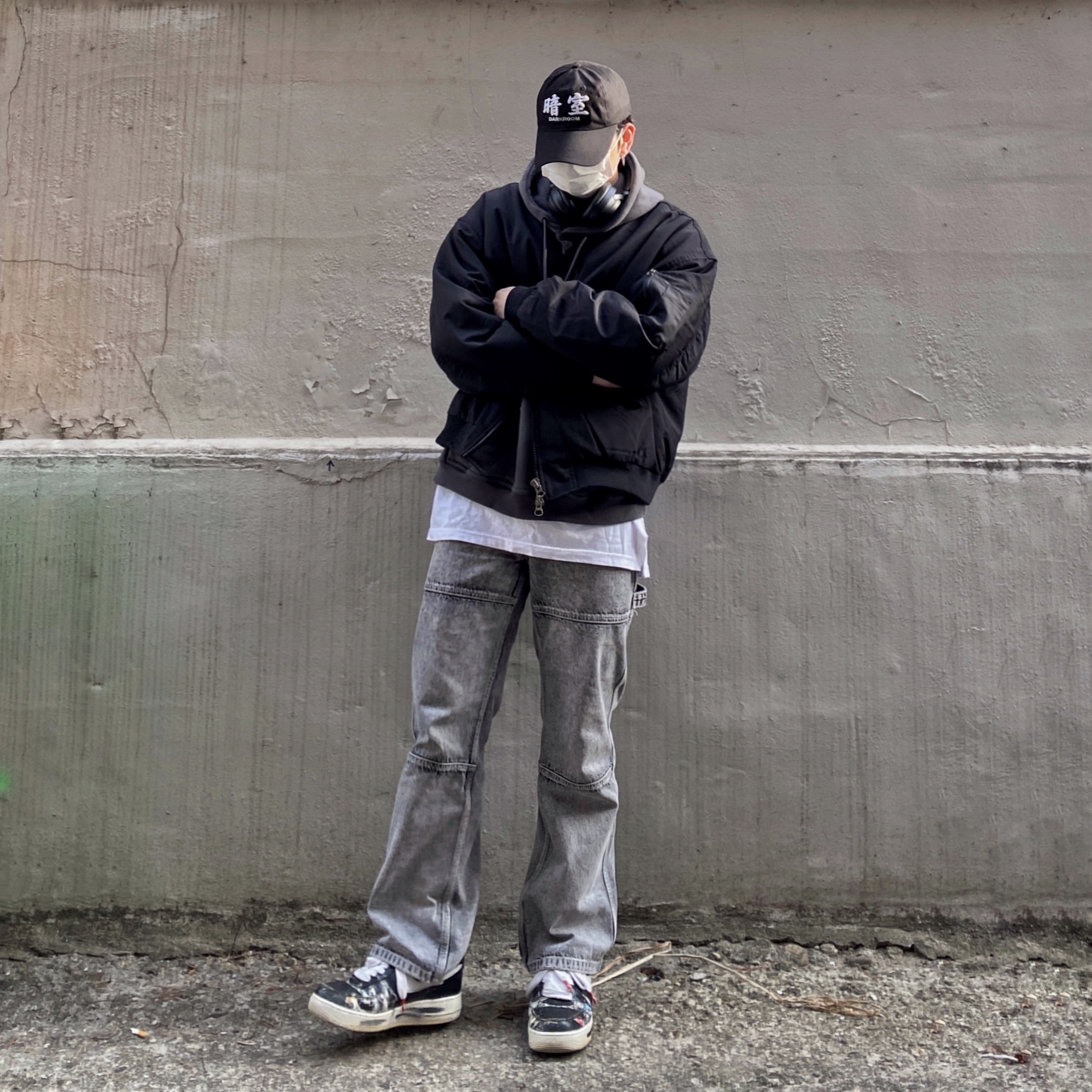 Darkr8m Studio White Logo Cap, Nike x Peaceminusone Air Force 1 Low Para-Noise 착용 스타일